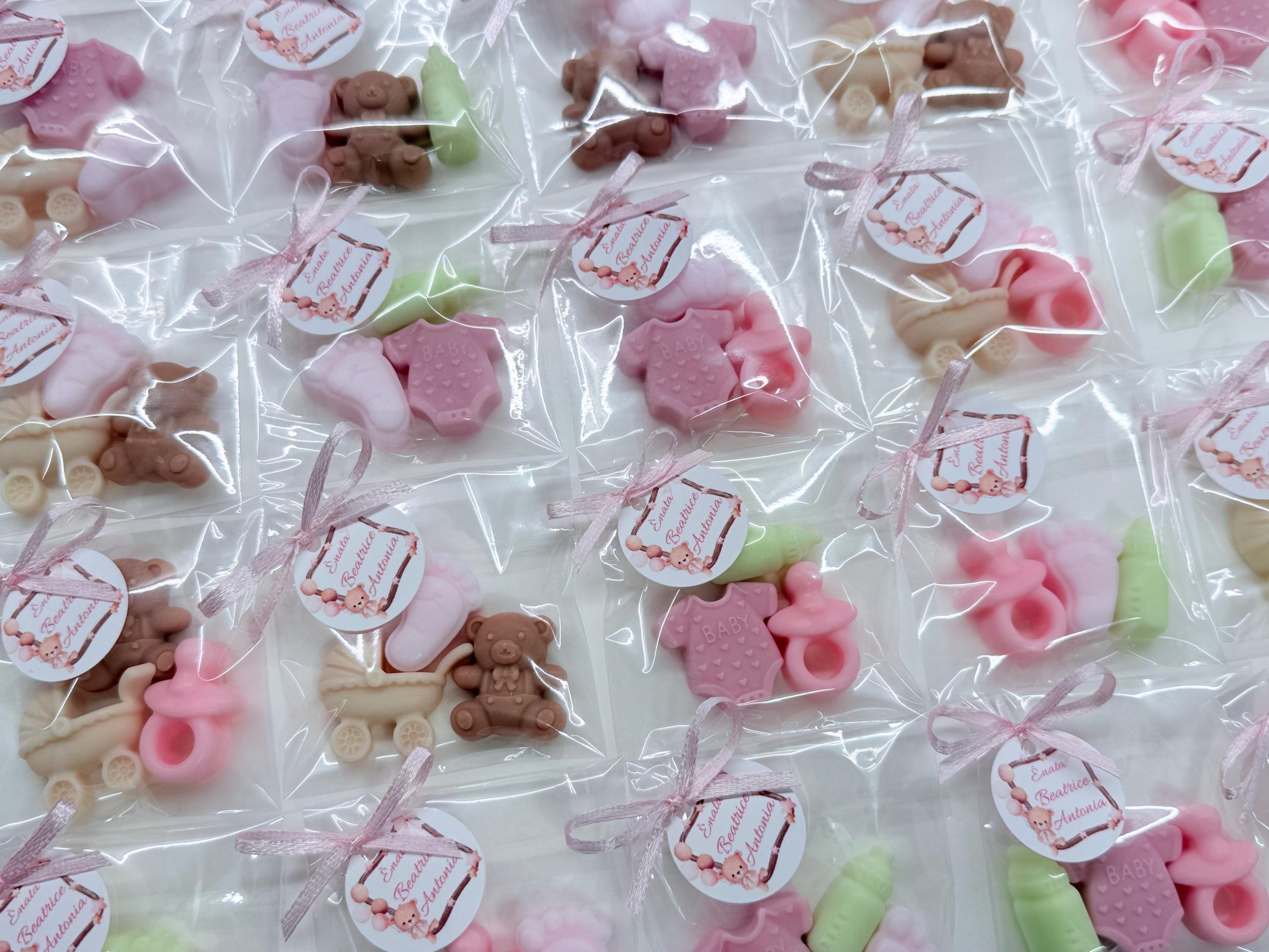 Lot de 3 mini savons NAISSANCE avec sachet transparent et étiquette personnalisée