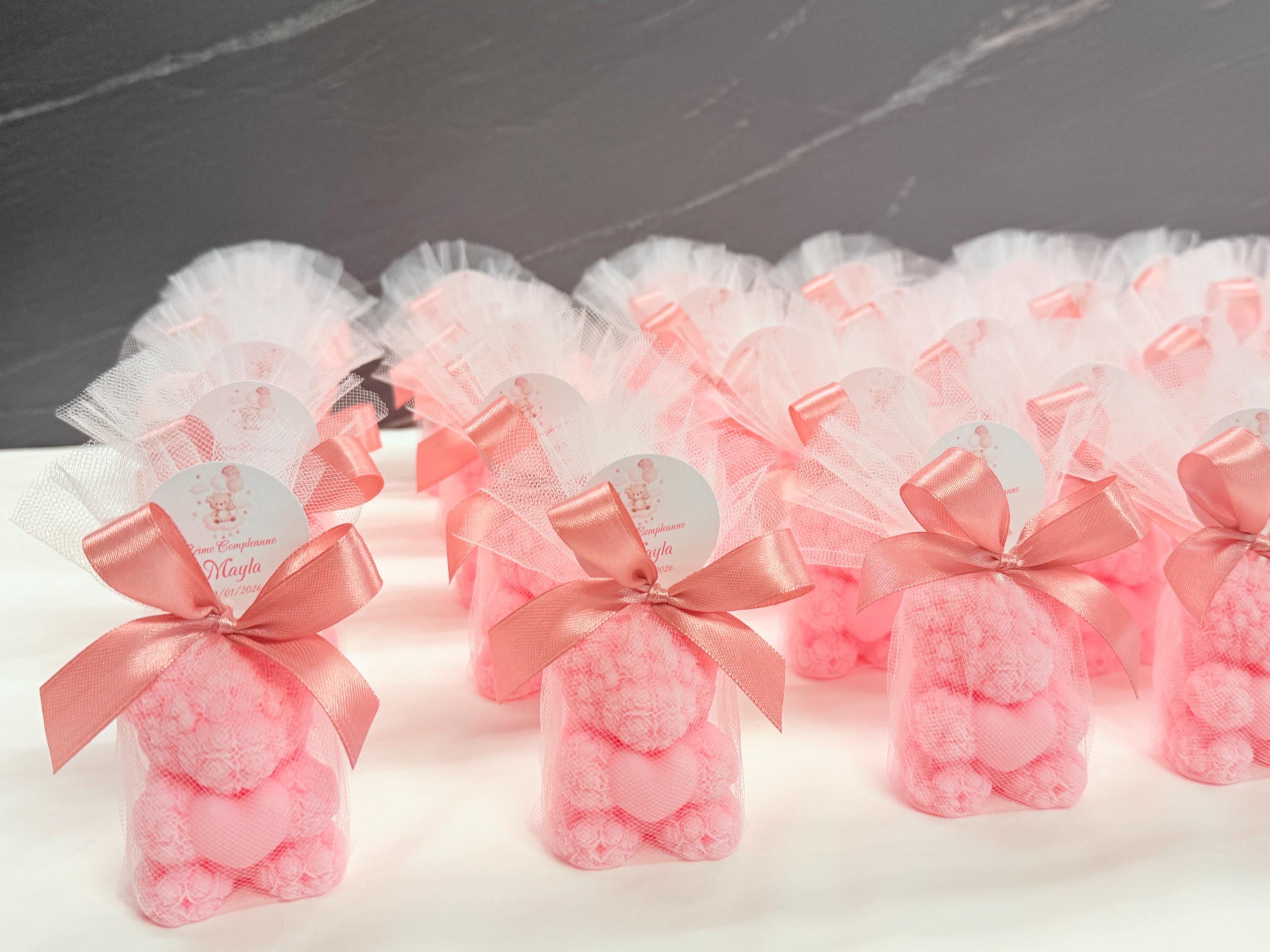 BOUGIE OURSON inodore avec tulle personnalisé/cadeaux de baptême/communion/confirmation/naissance/anniversaire enfants/baby shower/cadeau pour invités
