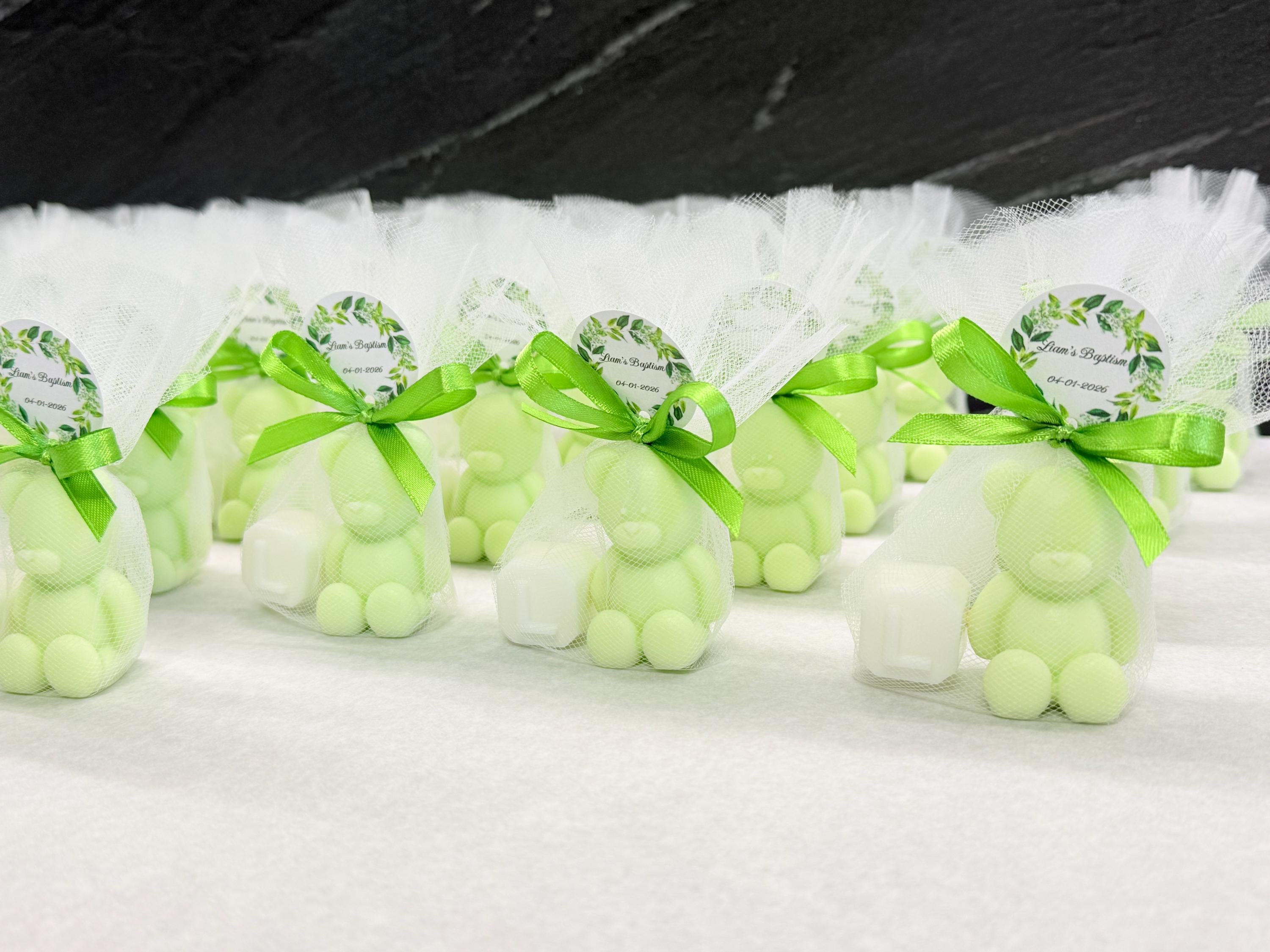 "BEAR + LETTER" SOAP with Tulle and personalized tag