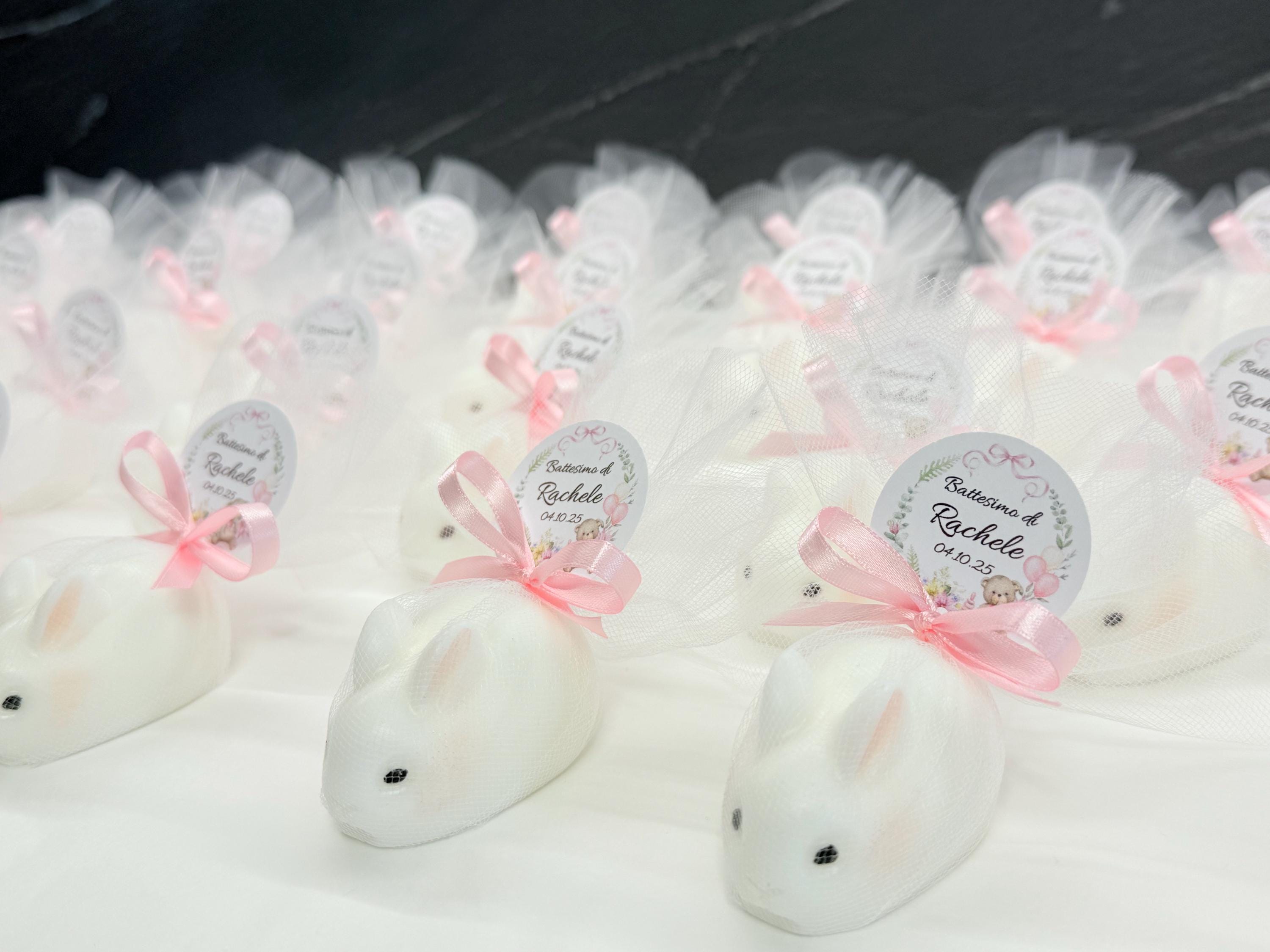 BUNNY SOAP with personalized tulle/wedding favors/christening/birthday/graduation/communion/confirmation/birth/baby shower/Easter
