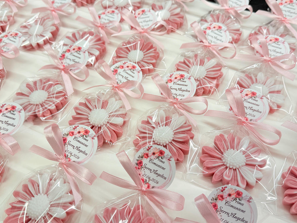 SAVON MARGHERITA PERSONNALISÉ avec sachet transparent /dragées mariage/confirmation/communion/diplôme/anniversaire/baptême/naissance