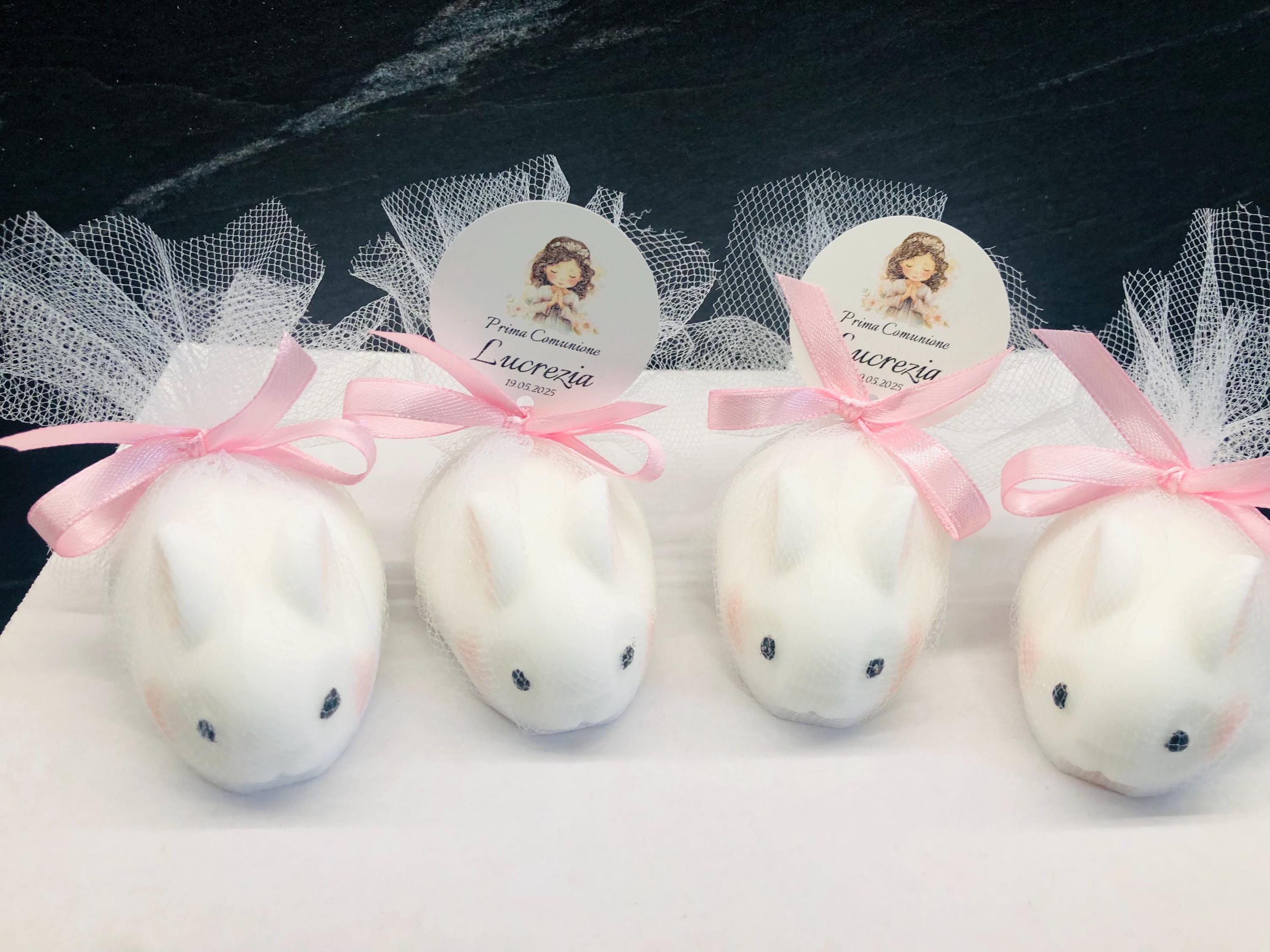 BUNNY SOAP with personalized tulle/wedding favors/christening/birthday/graduation/communion/confirmation/birth/baby shower/Easter