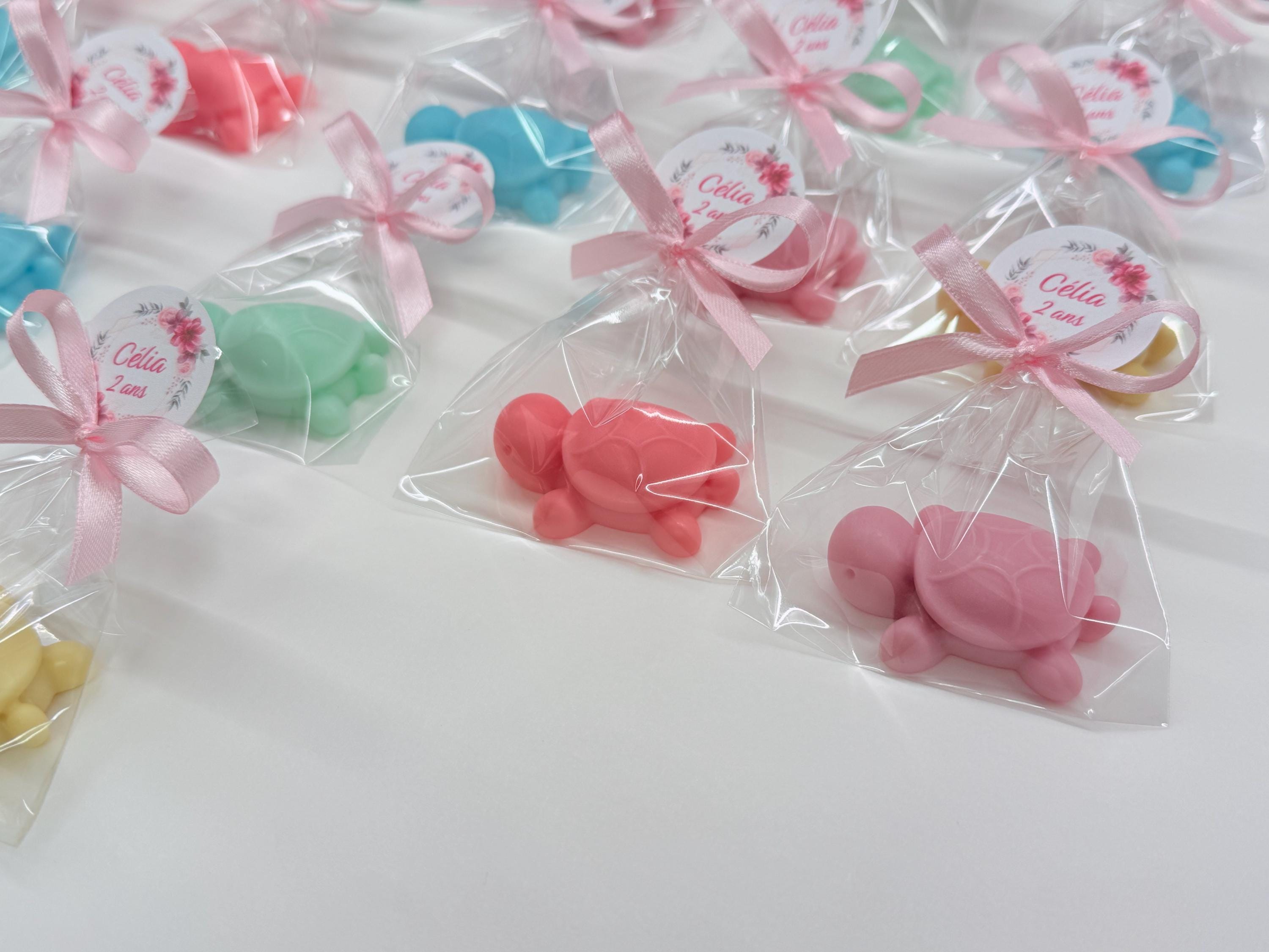 SAVON "TORTUE" avec sachet transparent et étiquette personnalisée