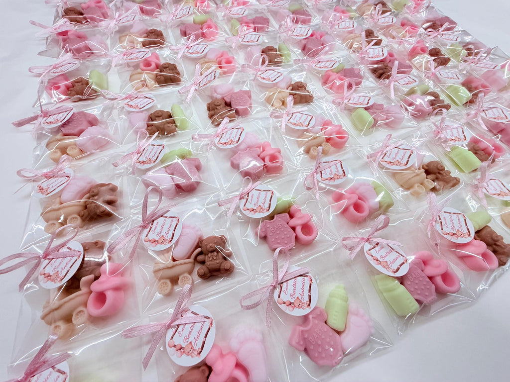 Lot de 3 mini savons NAISSANCE avec sachet transparent et étiquette personnalisée