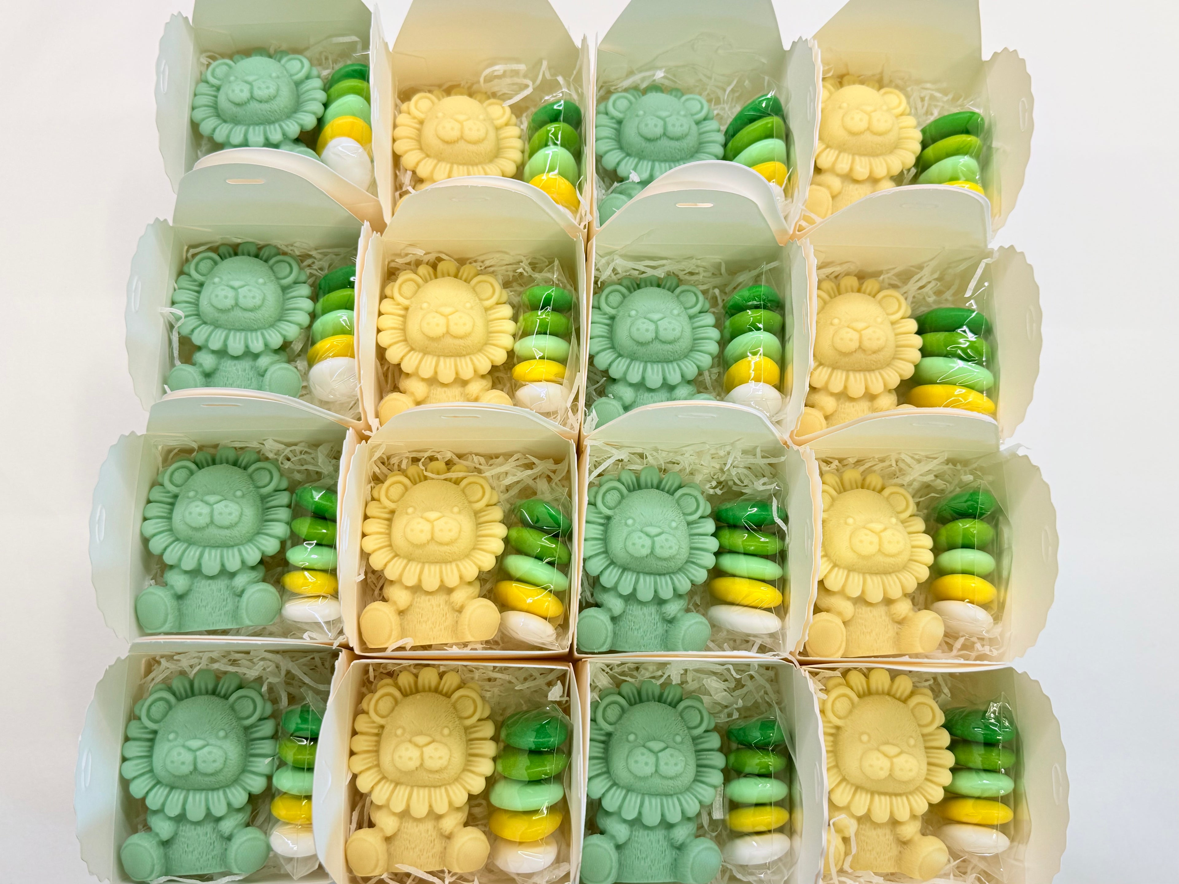 SAVON LIONCEAU PERSONNALISÉ avec boîte et dragées/bonbonnières baptême/naissance/anniversaire enfants/baby shower/Safari/cadeau pour invités