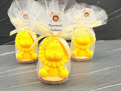 "LEONCINO" Candle Odourless with tulle and personalised tag
