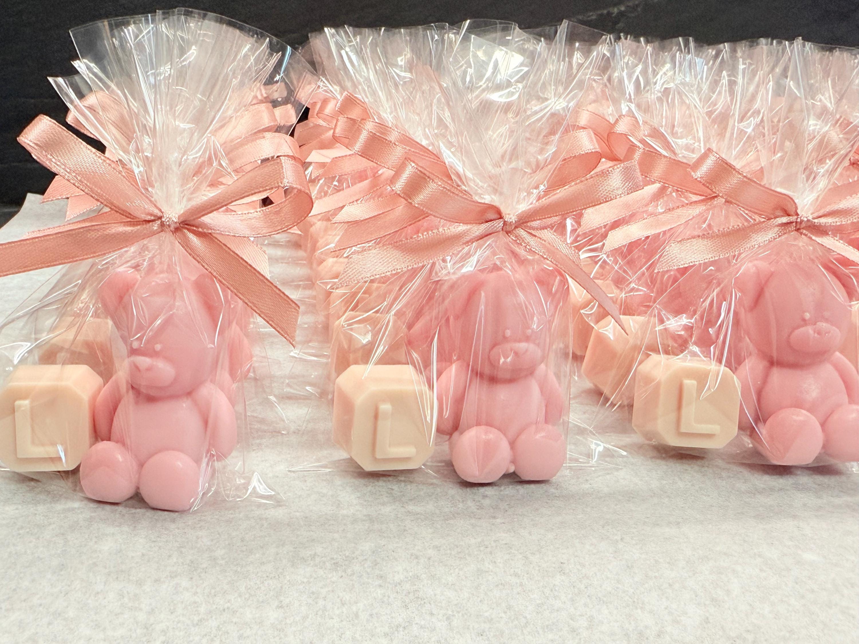 SAVON « OURSON + LETTRE » avec sachet transparent et étiquette personnalisée