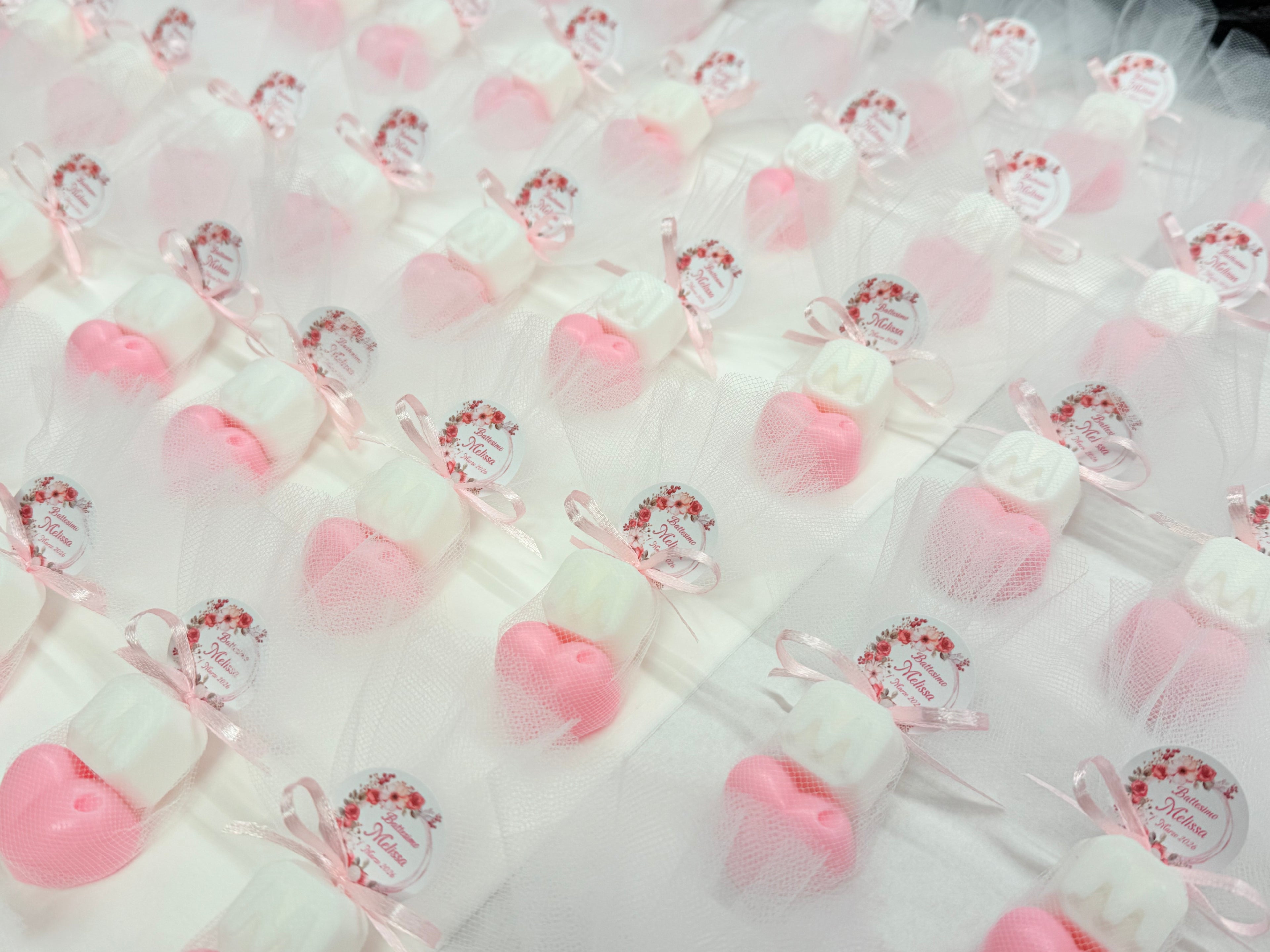 Sapone "CUORICINO + LETTERA" con Tulle e Tag Personalizzato