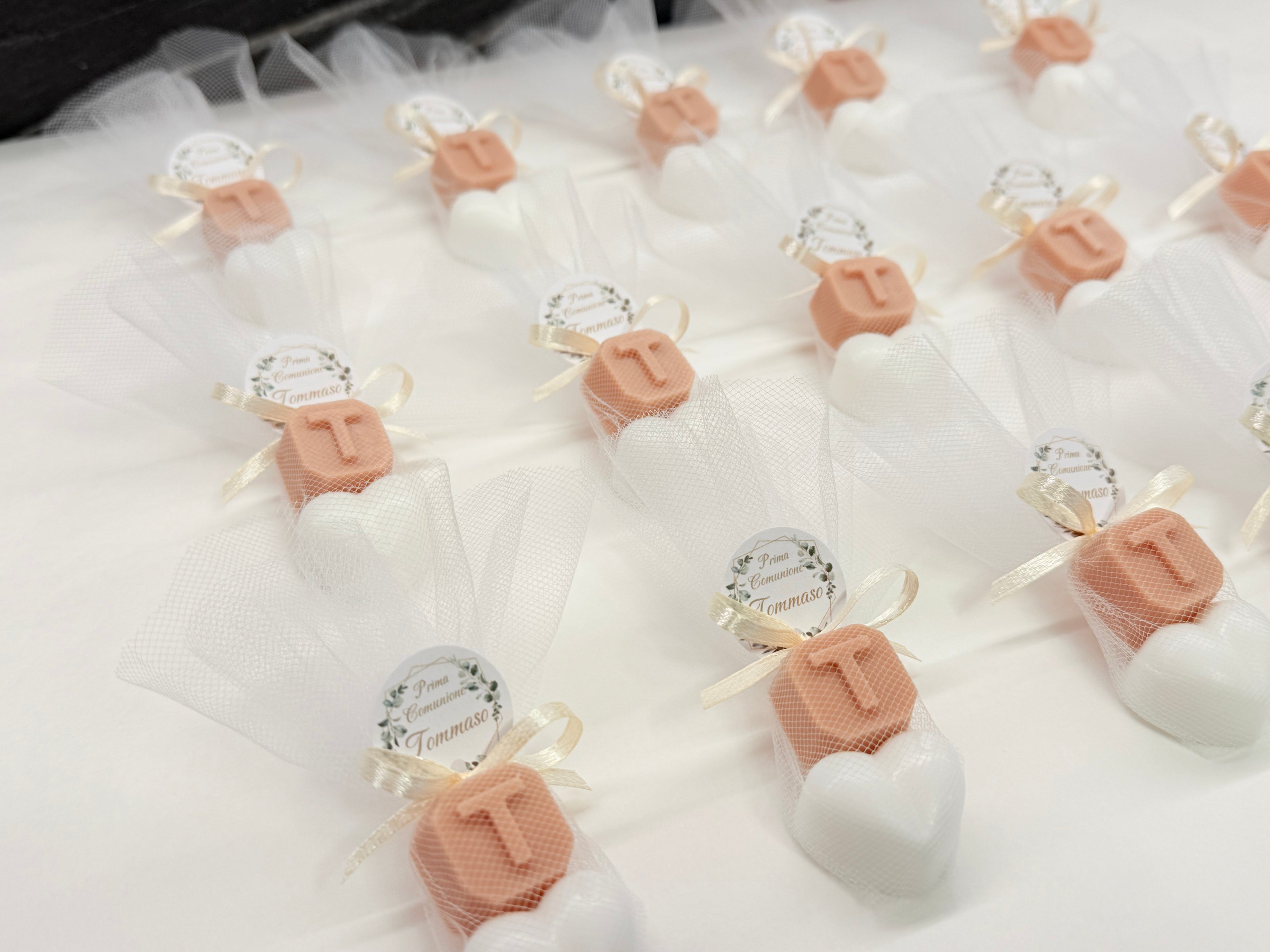 Sapone "CUORICINO + LETTERA" con Tulle e Tag Personalizzato