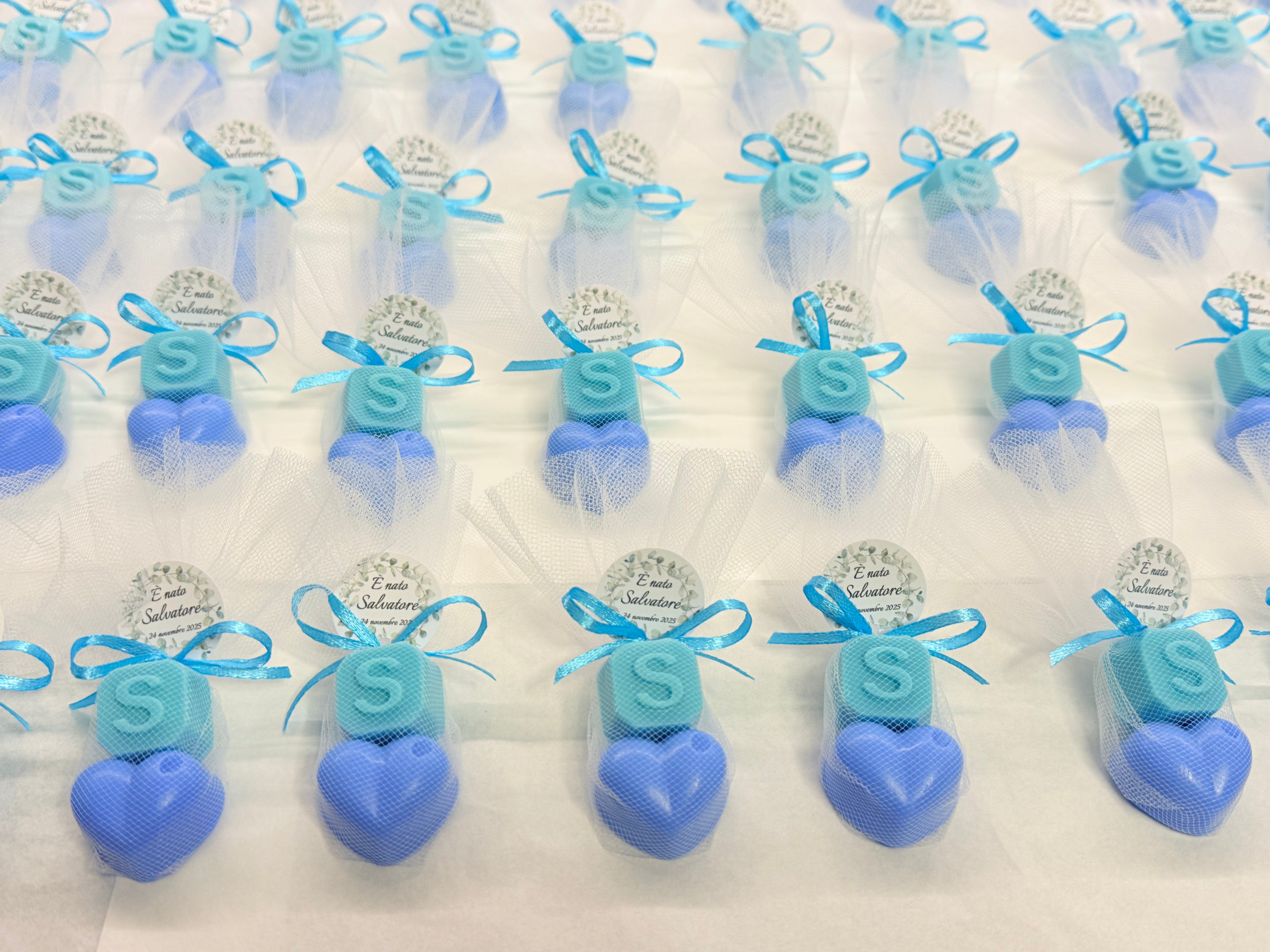 Sapone "CUORICINO + LETTERA" con Tulle e Tag Personalizzato
