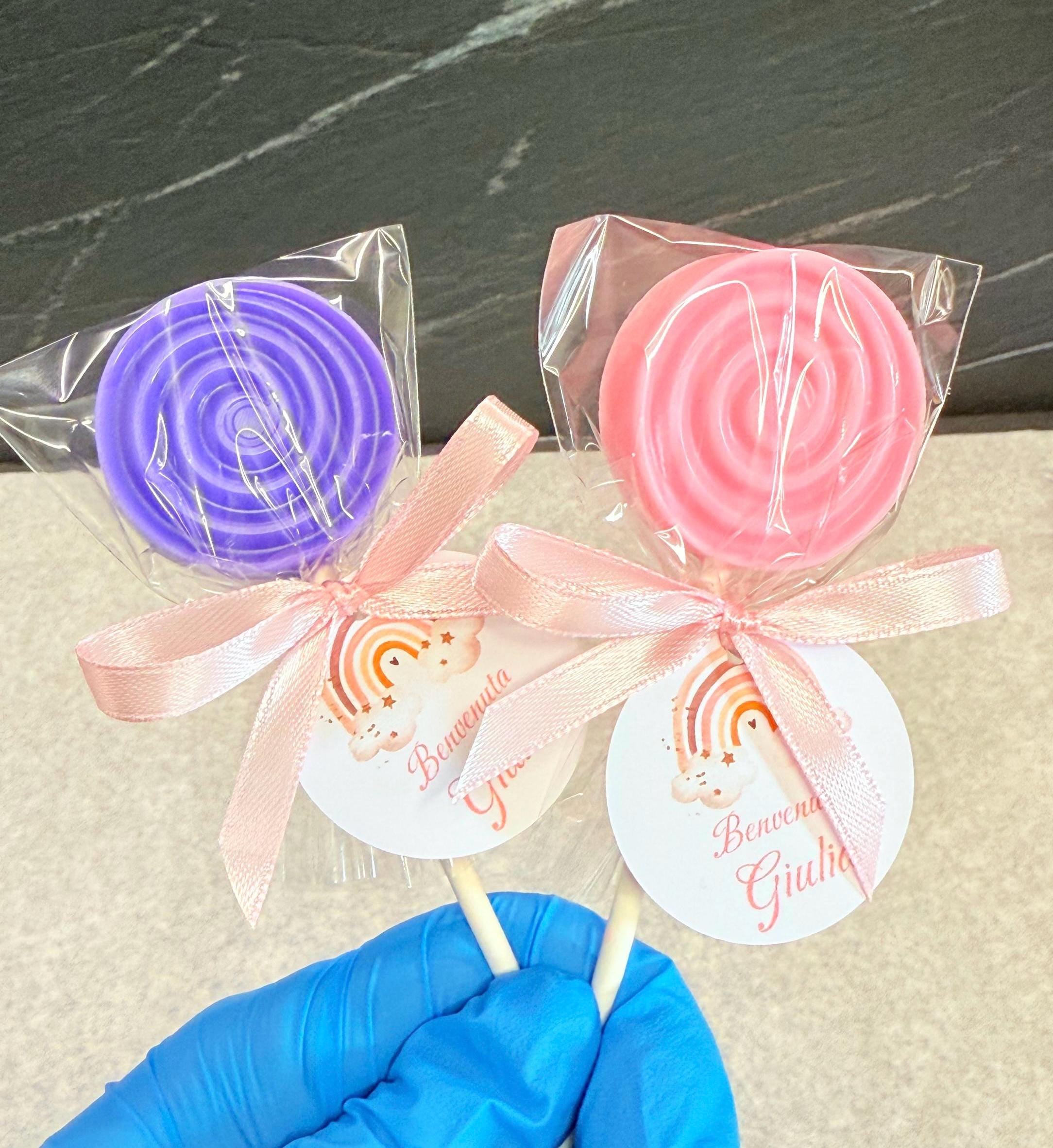 LOLLIPOP SOAP with transparent bag and personalized tag/baptism favors/birth/communion/confirmation/baby shower/