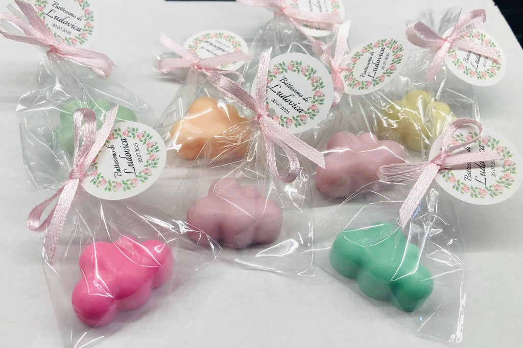 MINI CLOUD SOAP with transparent bag and personalized tag /christening favors/communion/birth/baby shower/children's birthday/
