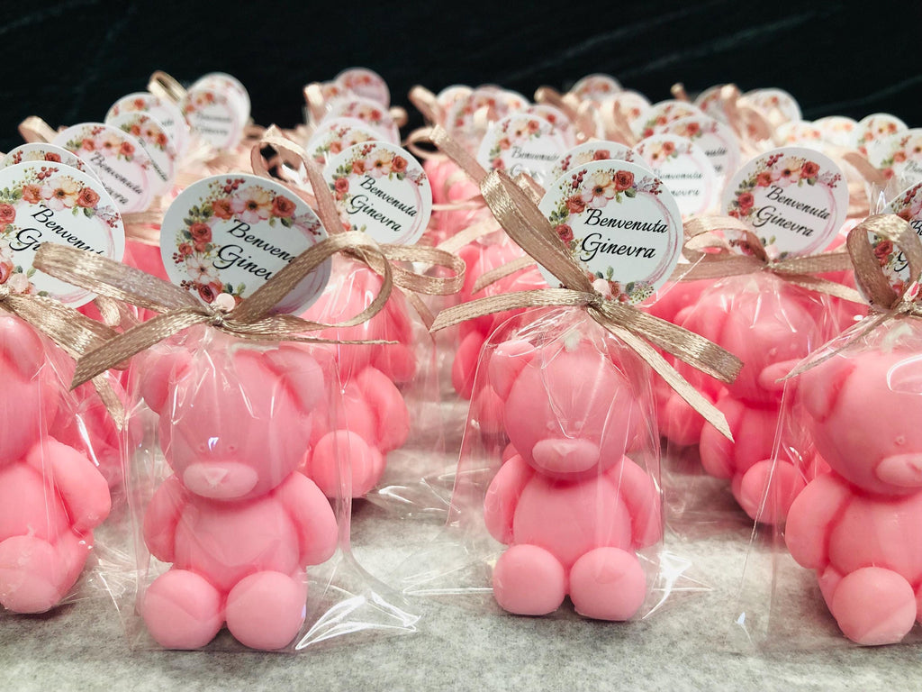 BOUGIES OURSON INODORES avec sachet transparent/cadeaux de baptême/naissance/baby shower/anniversaire d'enfants/communion/Teddy