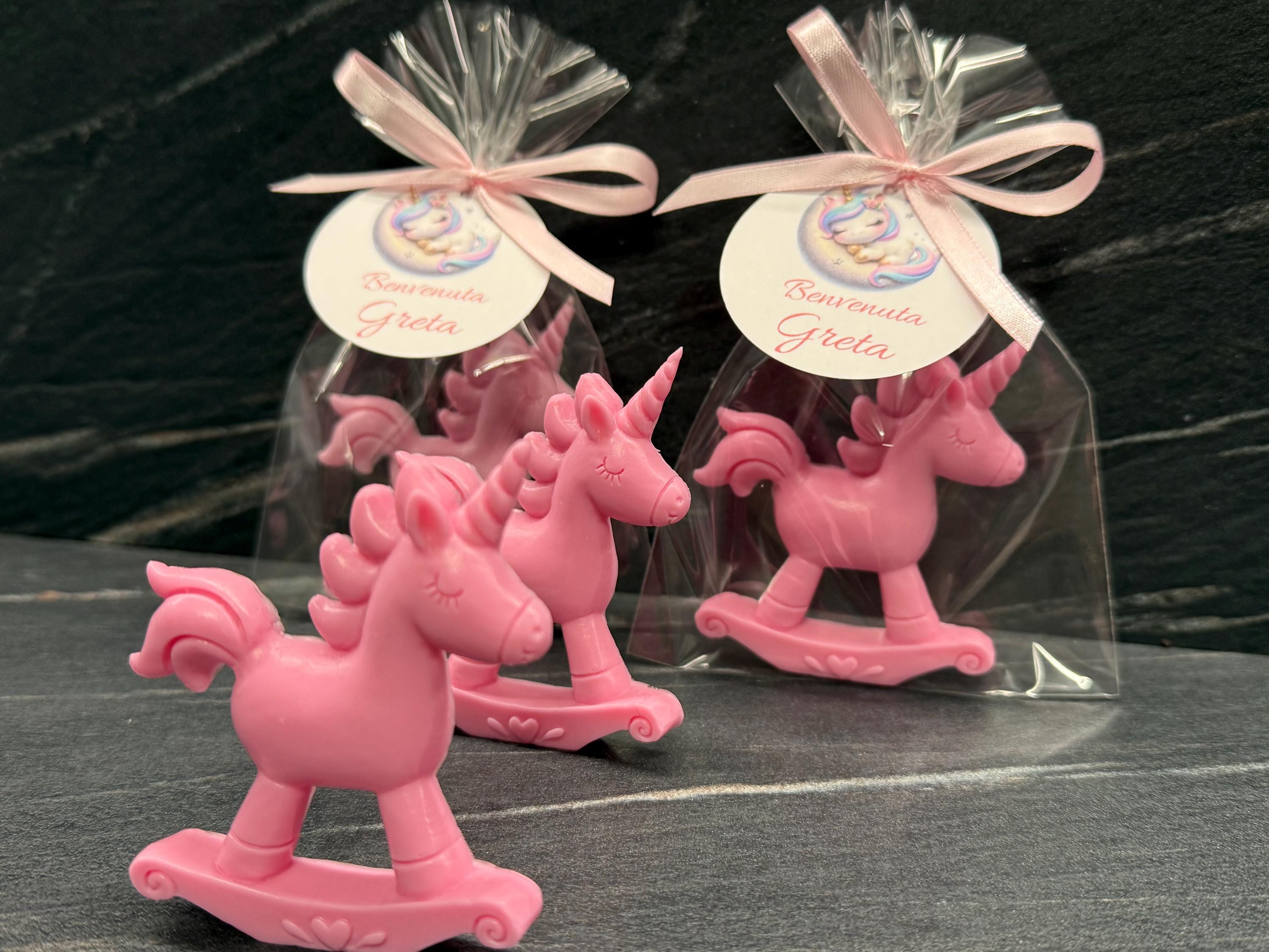 SAVON LICORNE à BASCULE avec sachet transparent et étiquette personnalisée