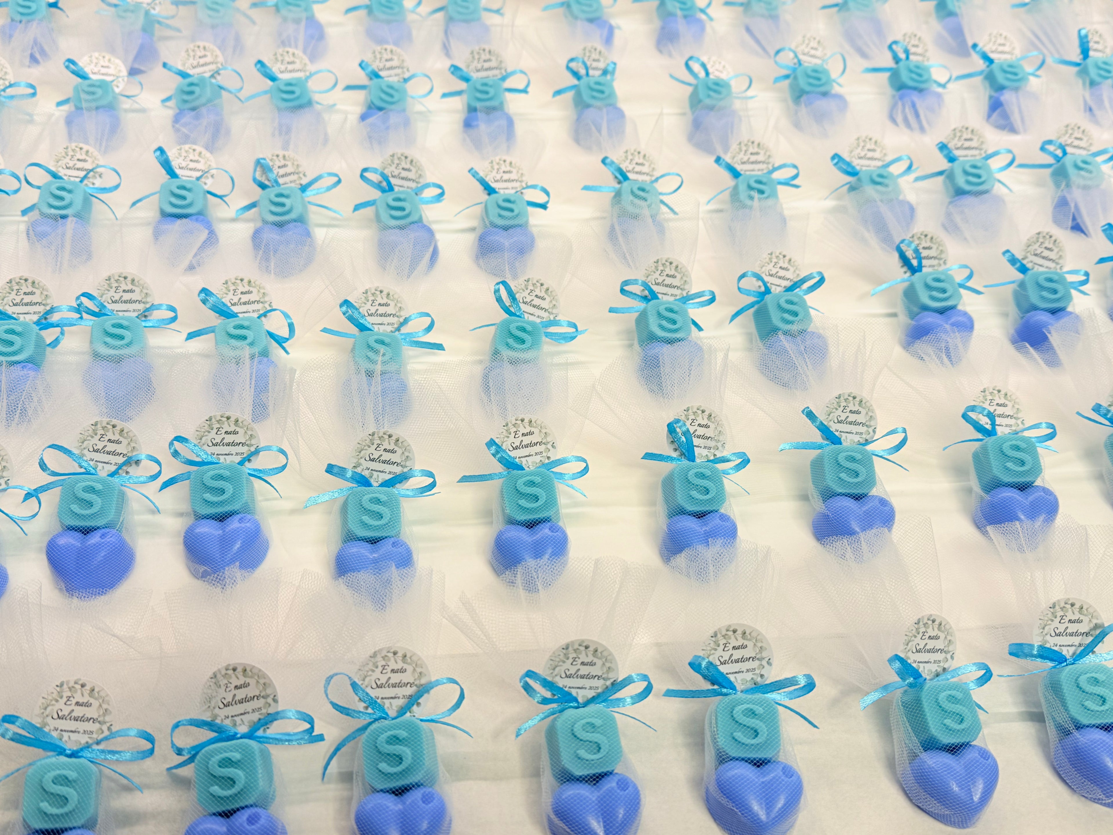 Sapone "CUORICINO + LETTERA" con Tulle e Tag Personalizzato