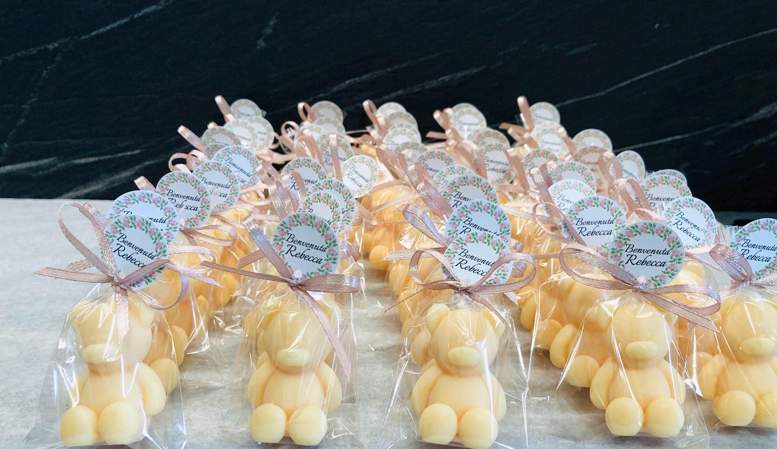 BOUGIES OURSON INODORES avec sachet transparent/cadeaux de baptême/naissance/baby shower/anniversaire d'enfants/communion/Teddy