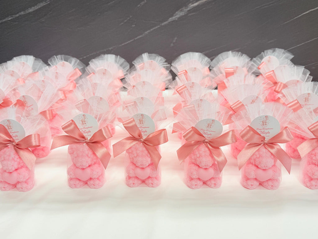 BOUGIE OURSON inodore avec tulle personnalisé/cadeaux de baptême/communion/confirmation/naissance/anniversaire enfants/baby shower/cadeau pour invités