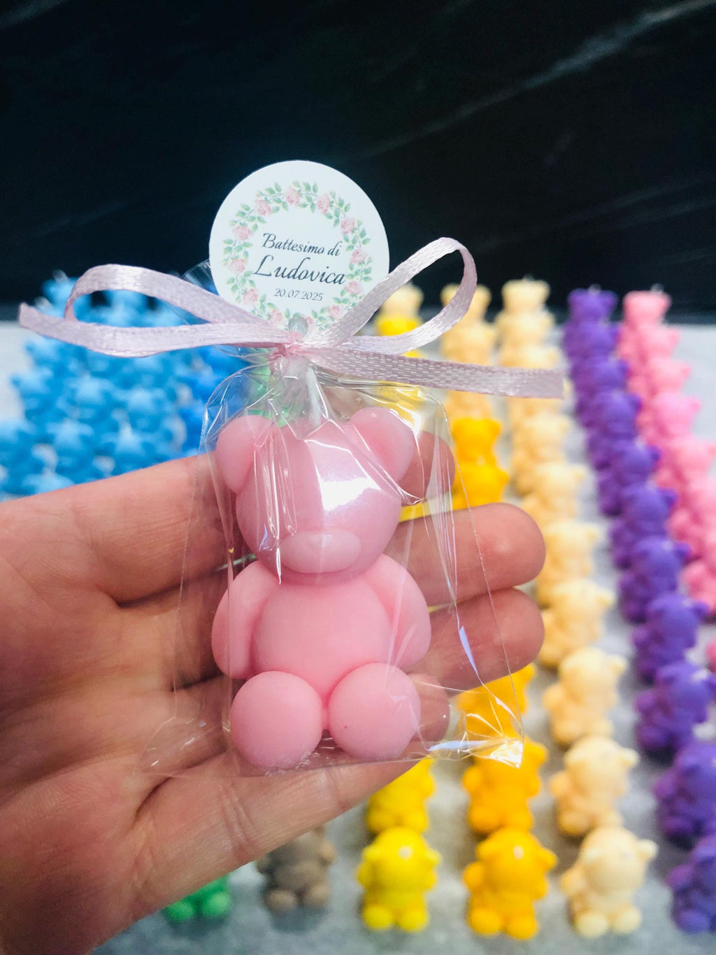 BOUGIES OURSON INODORES avec sachet transparent/cadeaux de baptême/naissance/baby shower/anniversaire d'enfants/communion/Teddy