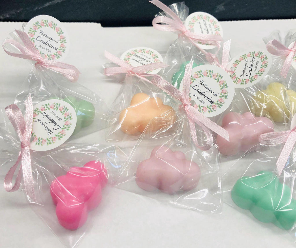 MINI CLOUD SOAP with transparent bag and personalized tag /christening favors/communion/birth/baby shower/children's birthday/