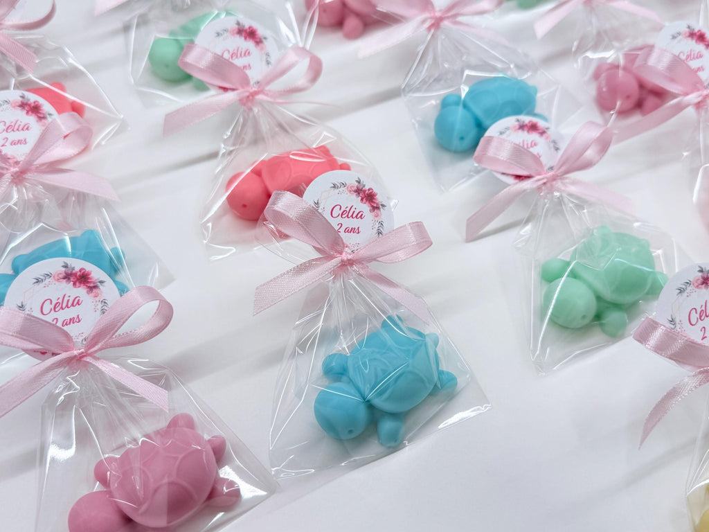 SAVON "TORTUE" avec sachet transparent et étiquette personnalisée