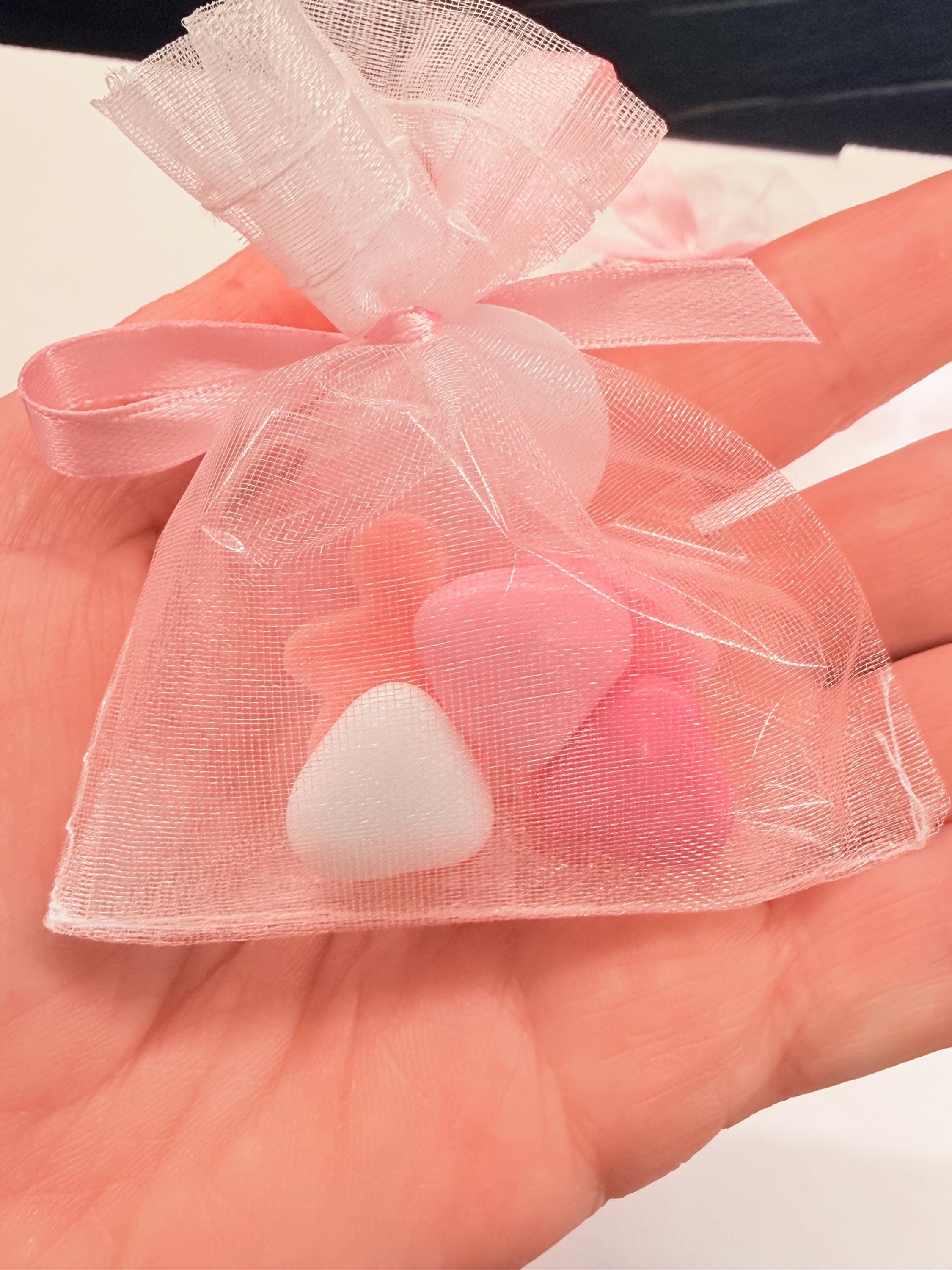 Mini BIRTH Soap with organza bag, 3 heart-shaped sugared almonds and personalized tag/birth/foot/pacifier/sugared almonds