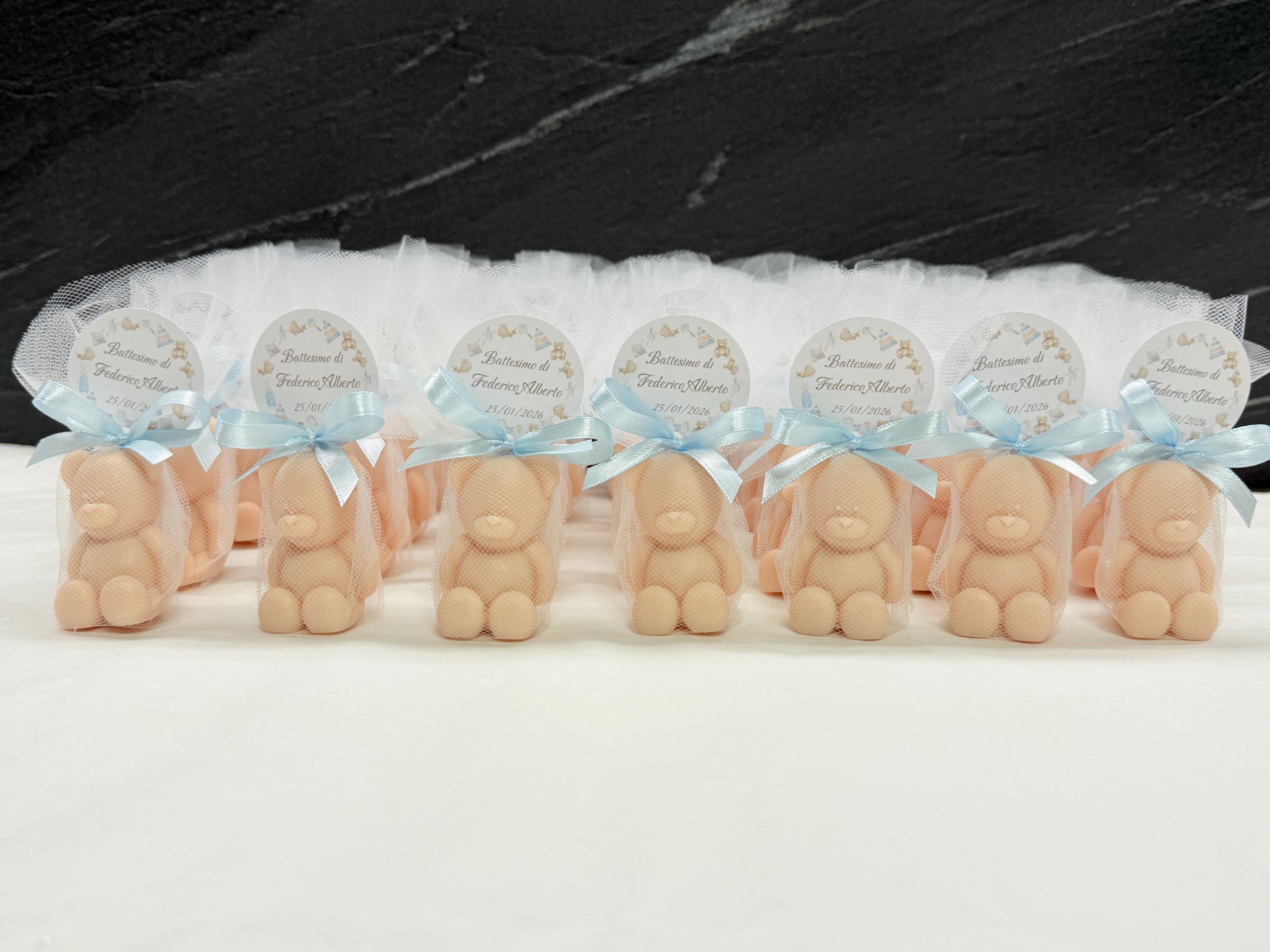 "BEAR" SOAP with tulle and personalized tag