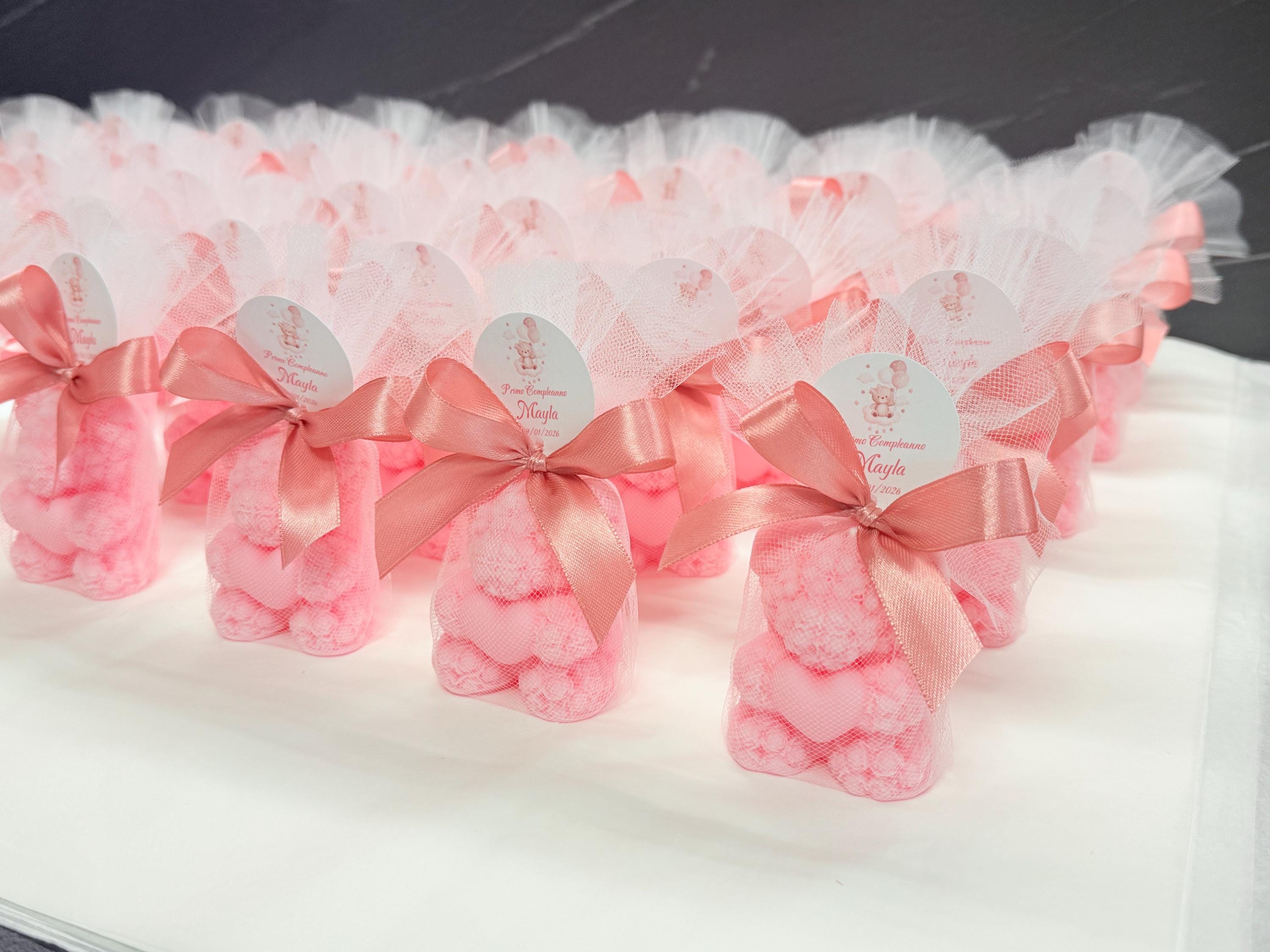 BOUGIE OURSON inodore avec tulle personnalisé/cadeaux de baptême/communion/confirmation/naissance/anniversaire enfants/baby shower/cadeau pour invités