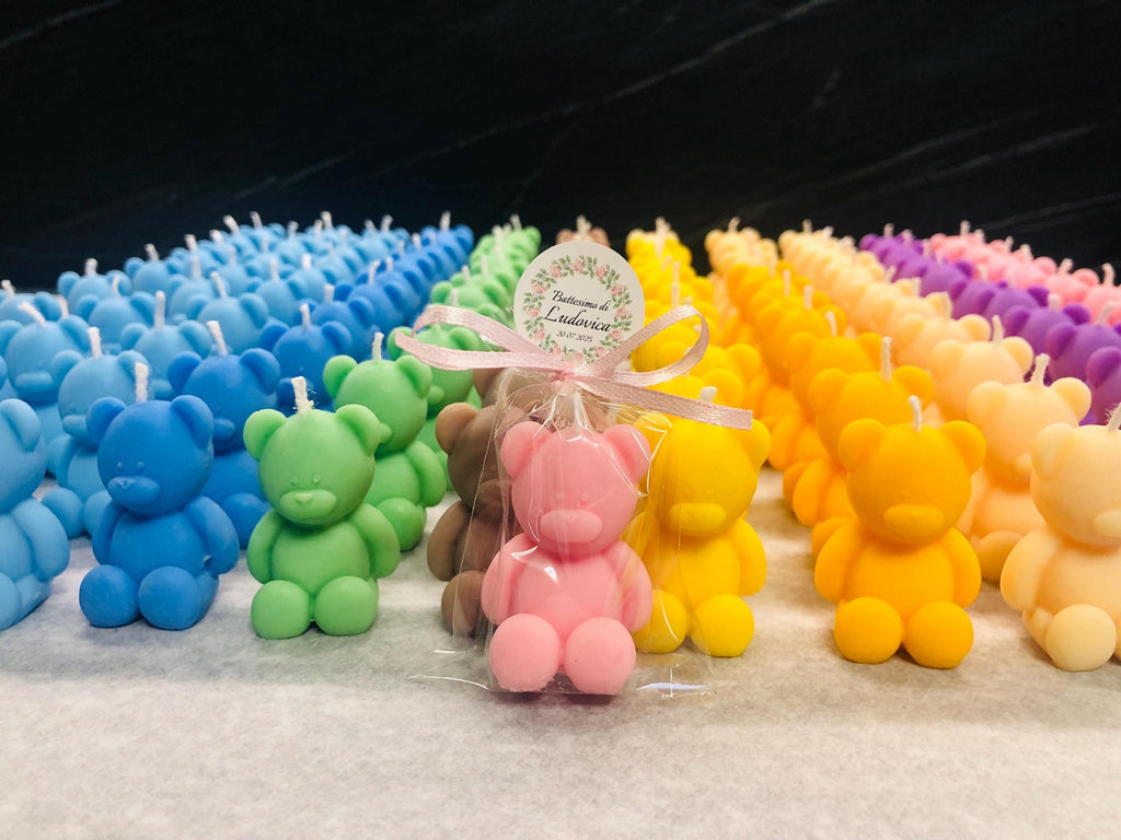 BOUGIES OURSON INODORES avec sachet transparent/cadeaux de baptême/naissance/baby shower/anniversaire d'enfants/communion/Teddy