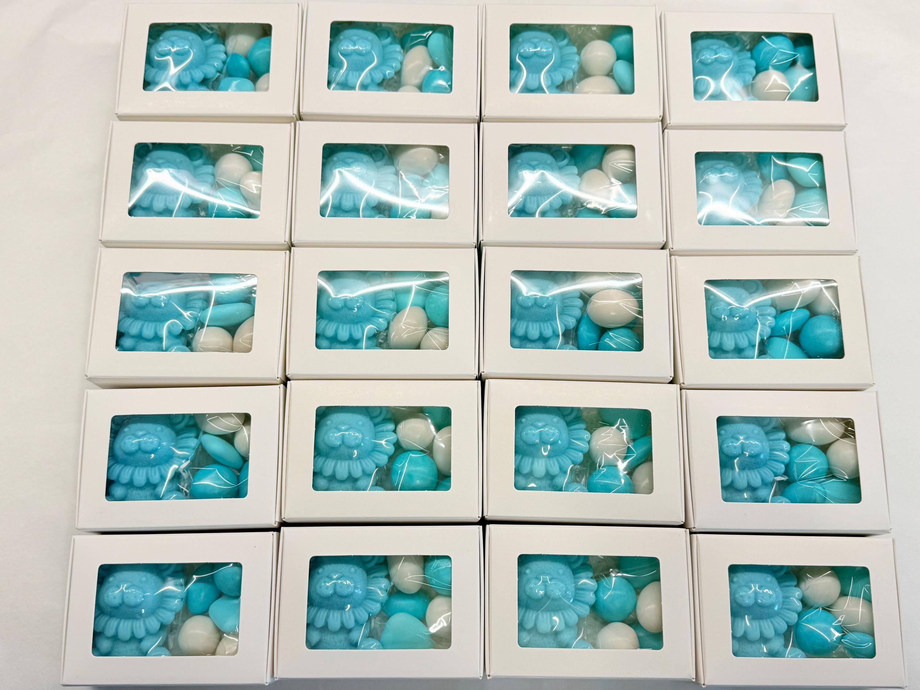 SAVON LIONCEAU PERSONNALISÉ avec boîte et dragées/bonbonnières baptême/naissance/anniversaire enfants/baby shower/Safari/cadeau pour invités