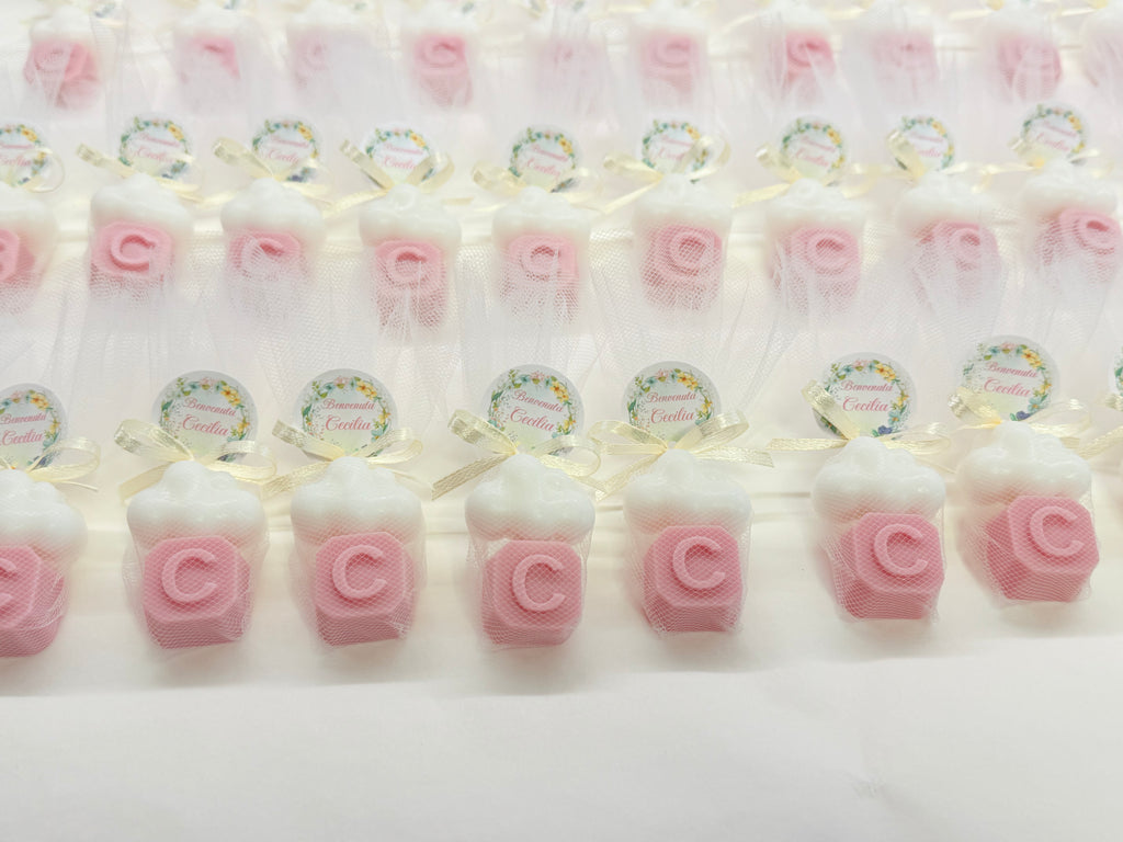 Savon Cœur + Lettre avec Tulle, Dragées et Étiquette Personnalisée