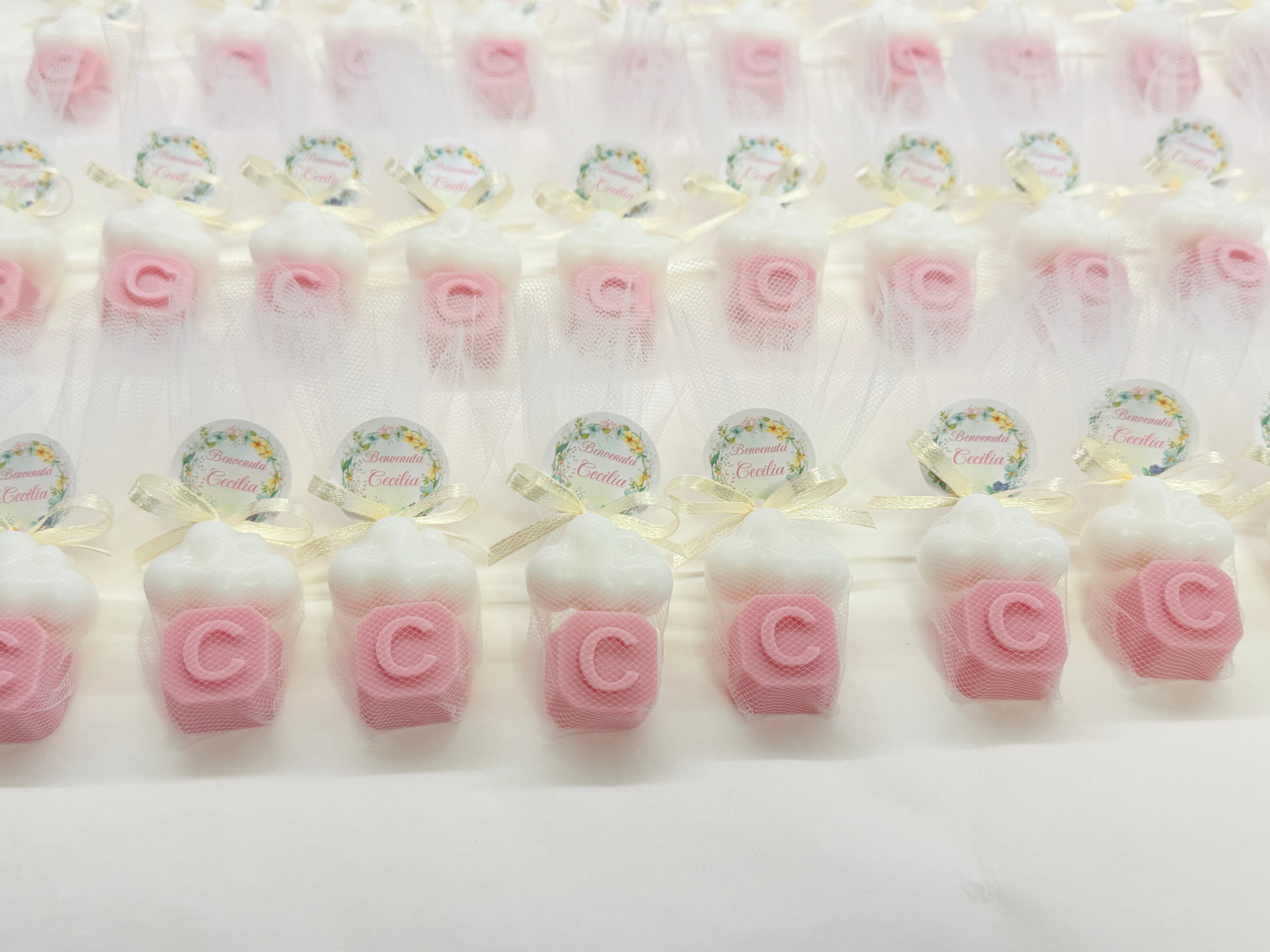 Savon Cœur + Lettre avec Tulle, Dragées et Étiquette Personnalisée