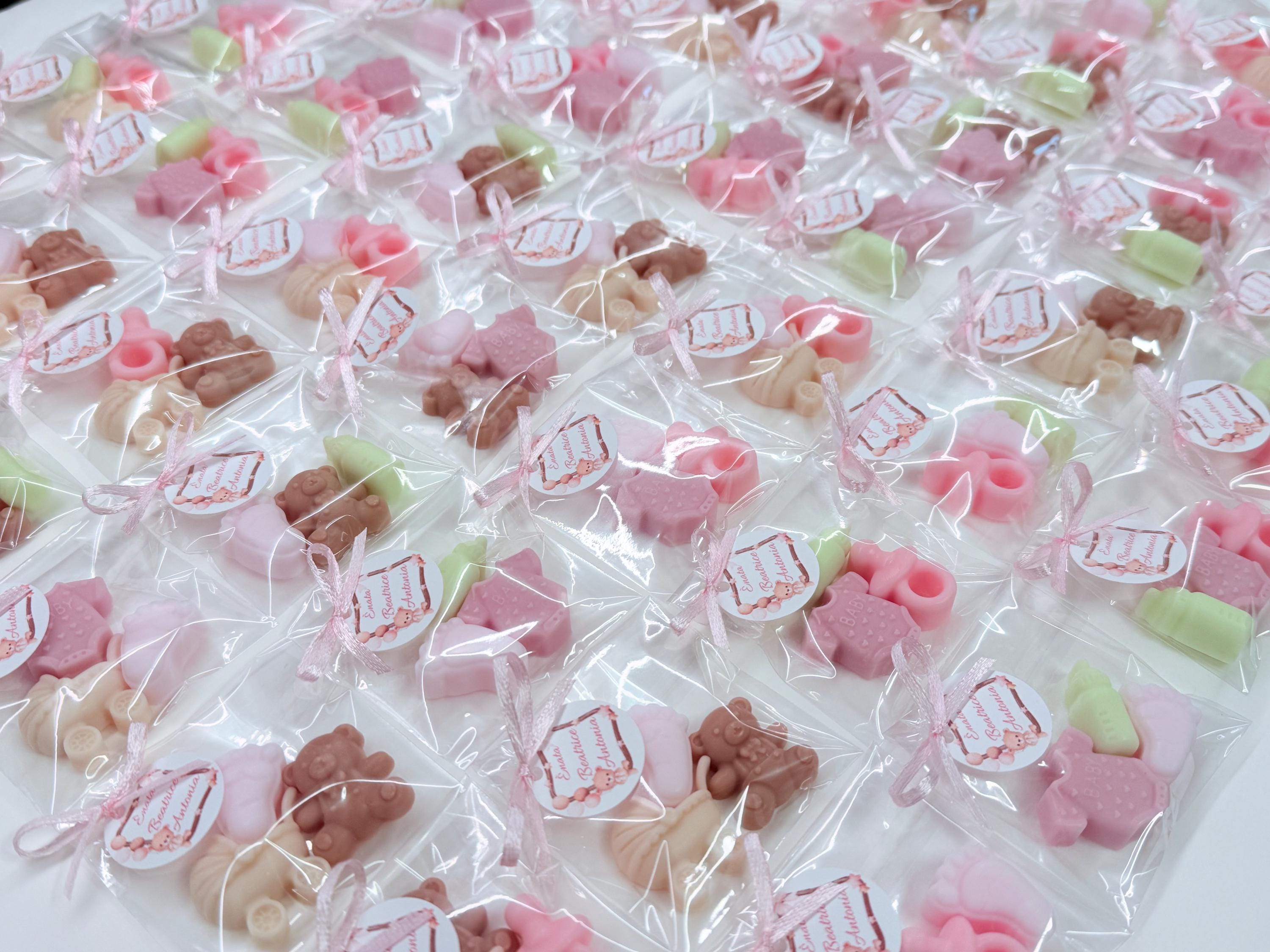 Lot de 3 mini savons NAISSANCE avec sachet transparent et étiquette personnalisée