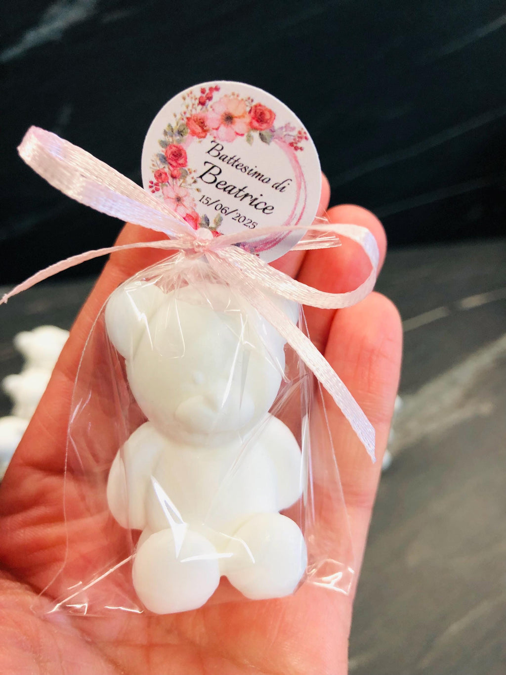 "ORSETTO" White, Odorless SOAP with transparent bag and personalized tag