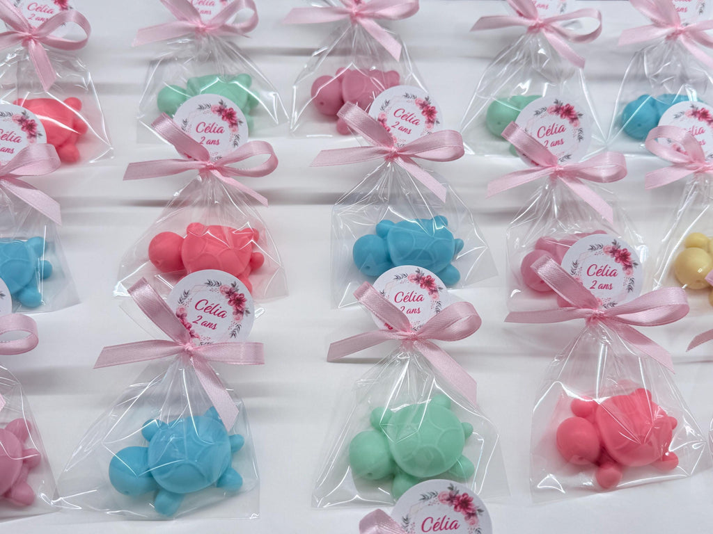 SAVON "TORTUE" avec sachet transparent et étiquette personnalisée