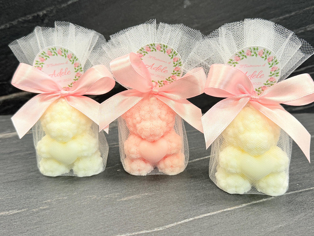 BOUGIE OURSON PARFUMÉE avec tulle /dragées naissance/baby shower/anniversaire enfants/communion/confirmation/fête enfants/ourson en peluche/Teddy