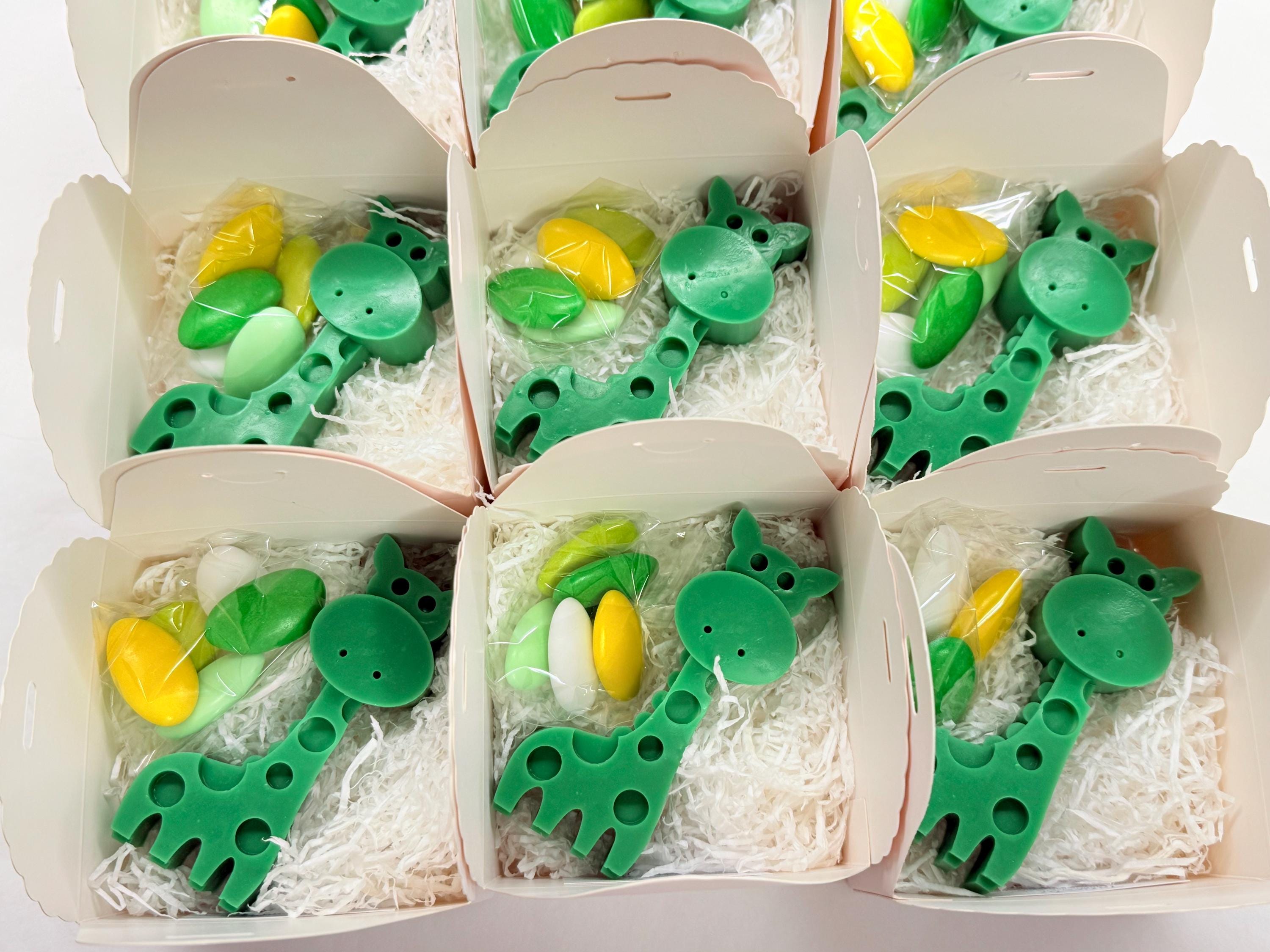 SAVON GIRAFE avec boîte et dragées personnalisées/cadeaux de baptême/baby shower/naissance bébé/anniversaire enfant/Safari/