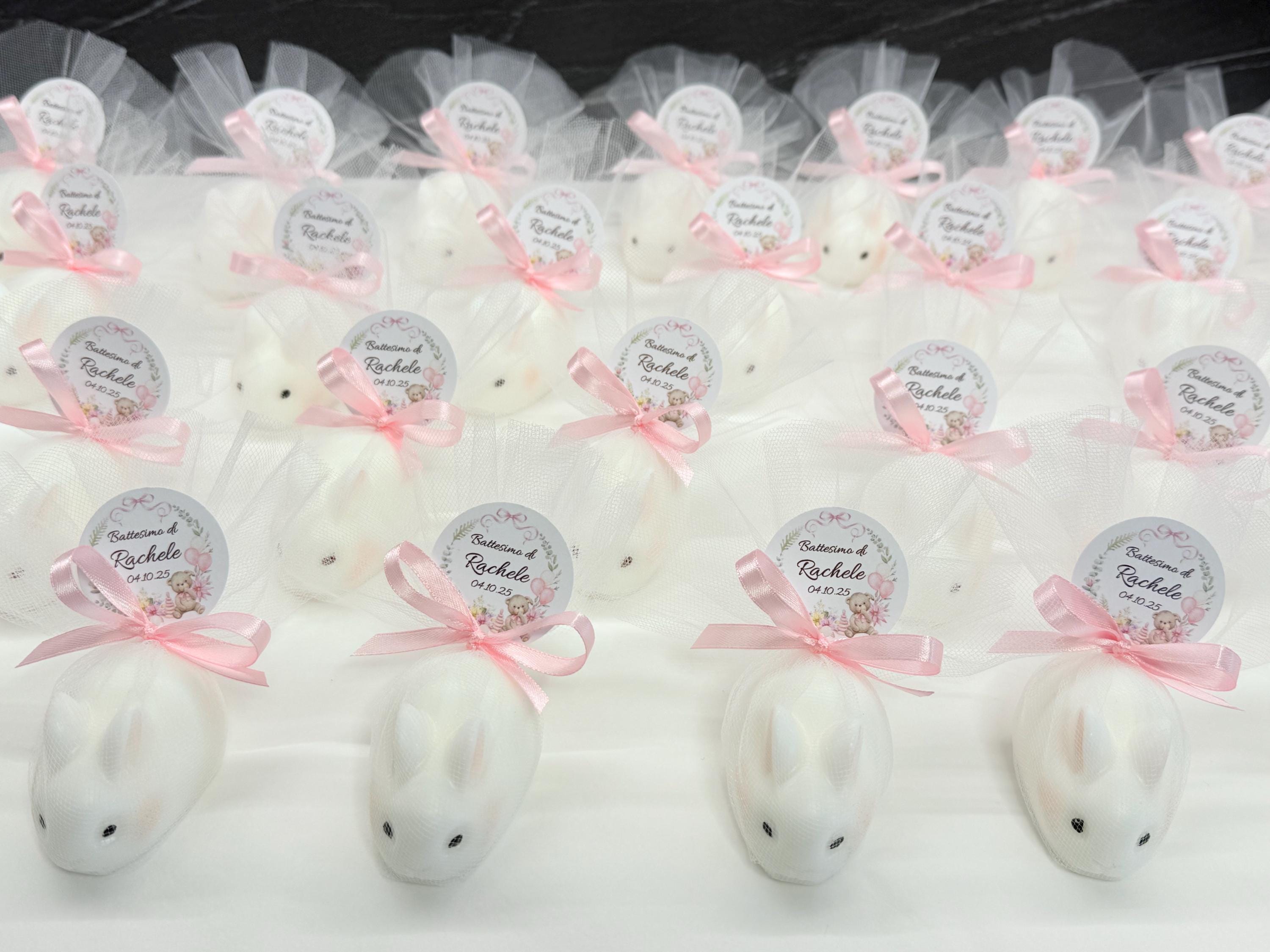 BUNNY SOAP with personalized tulle/wedding favors/christening/birthday/graduation/communion/confirmation/birth/baby shower/Easter
