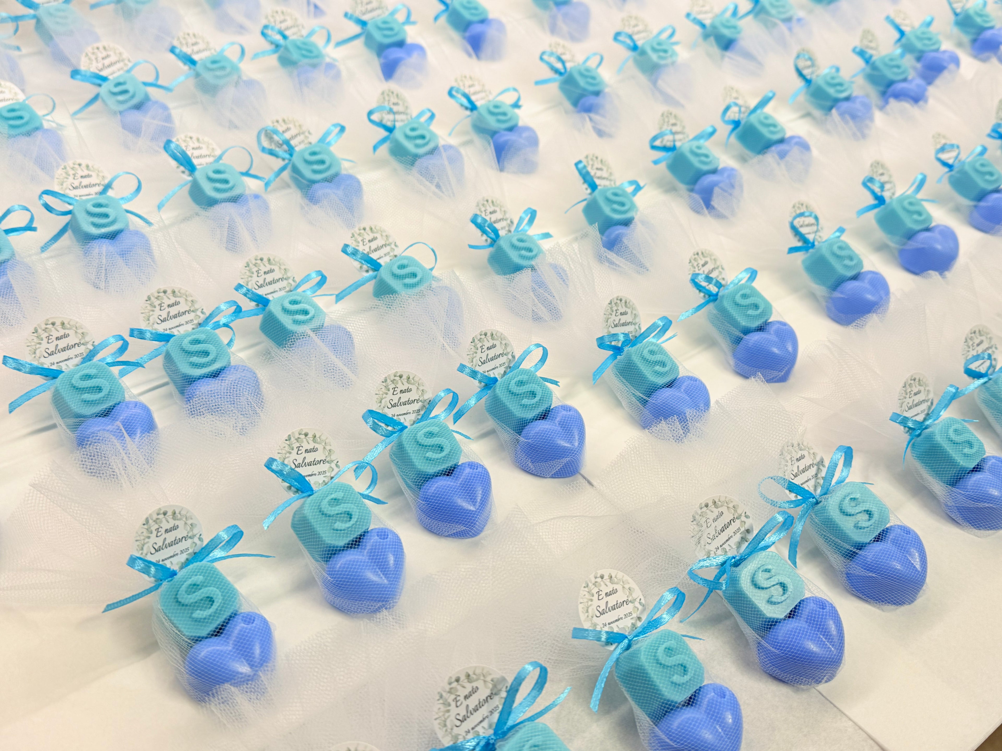 Sapone "CUORICINO + LETTERA" con Tulle e Tag Personalizzato
