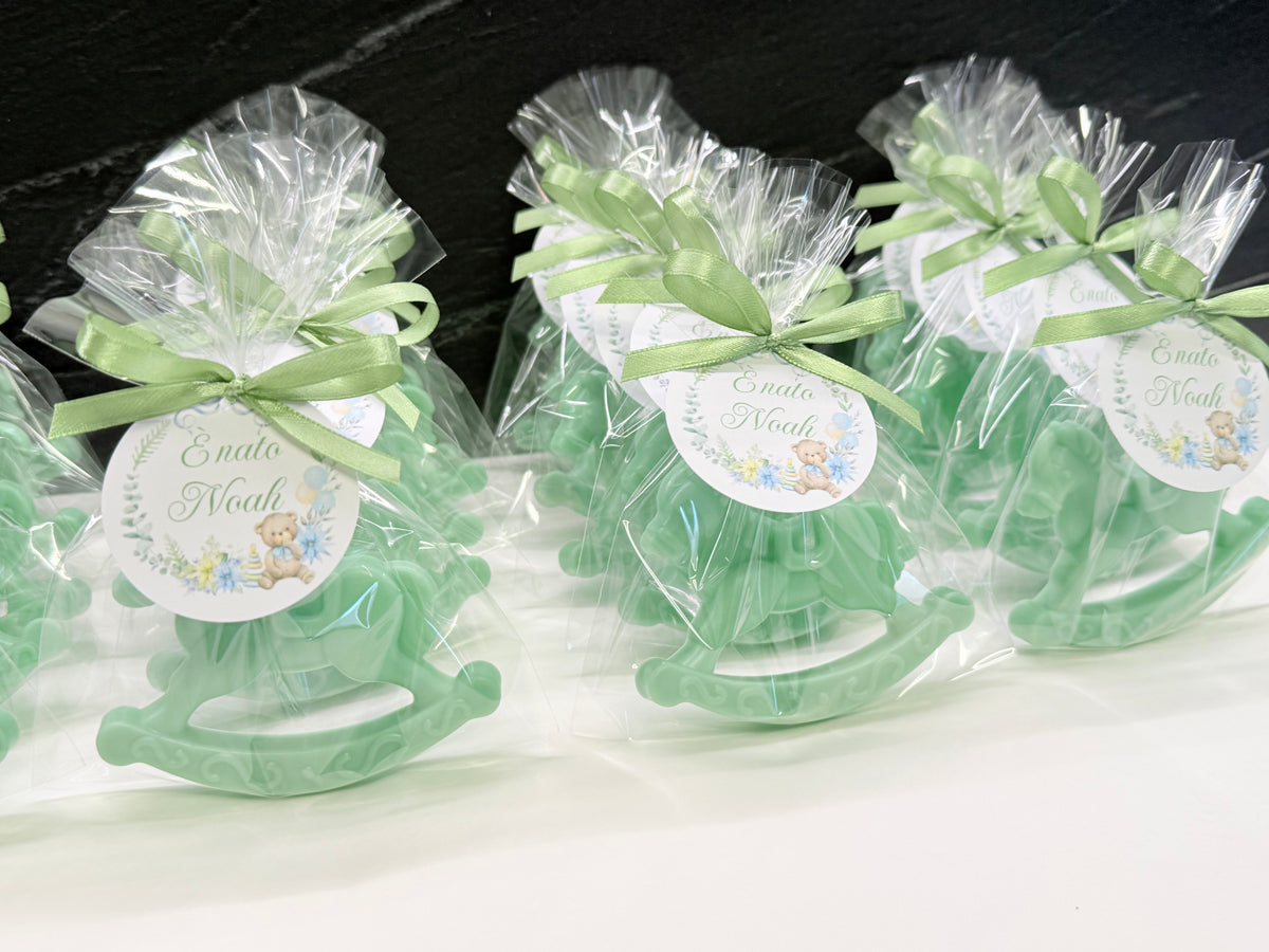 Savon "CHEVAL à BASCLUE" avec sachet transparent et étiquette personnalisée