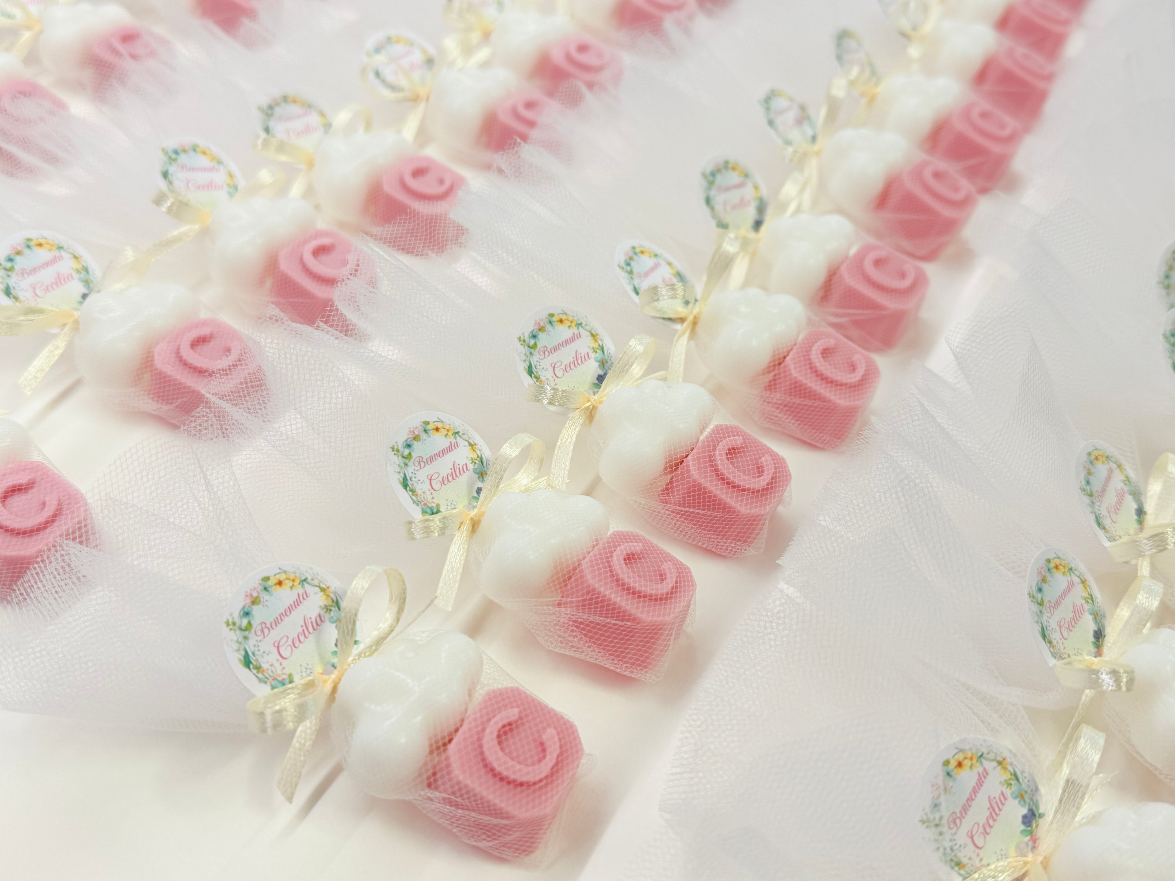 Savon Cœur + Lettre avec Tulle, Dragées et Étiquette Personnalisée