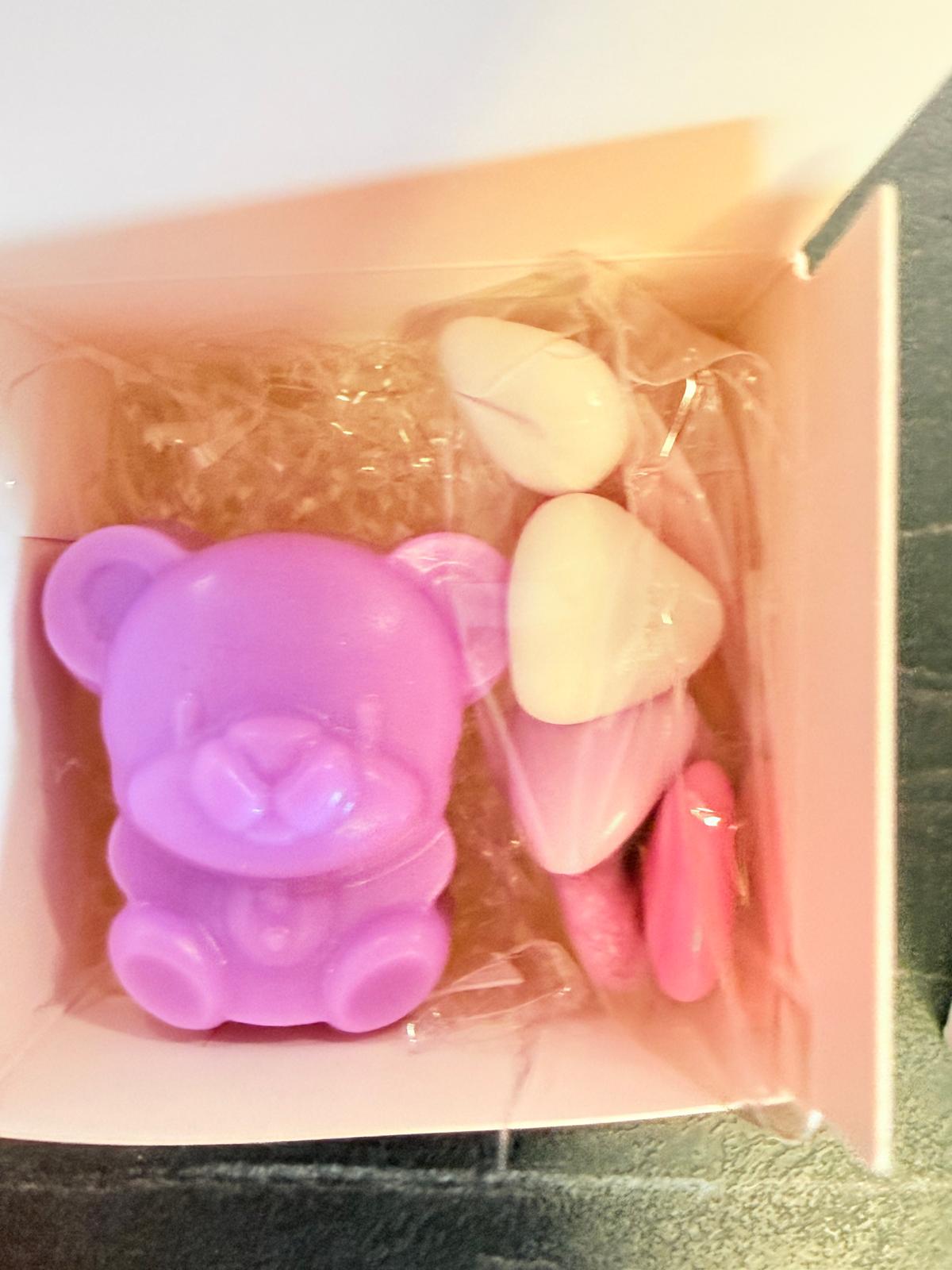 "ANIMALETTI" SOAP MIX with box, 7 heart-shaped confetti, and personalized tag