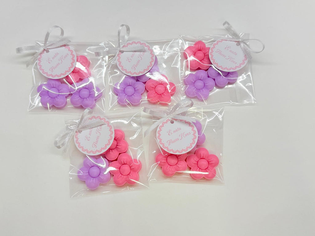 "TRIO OF FLOWERS" SOAP with clear bag and personalized tag