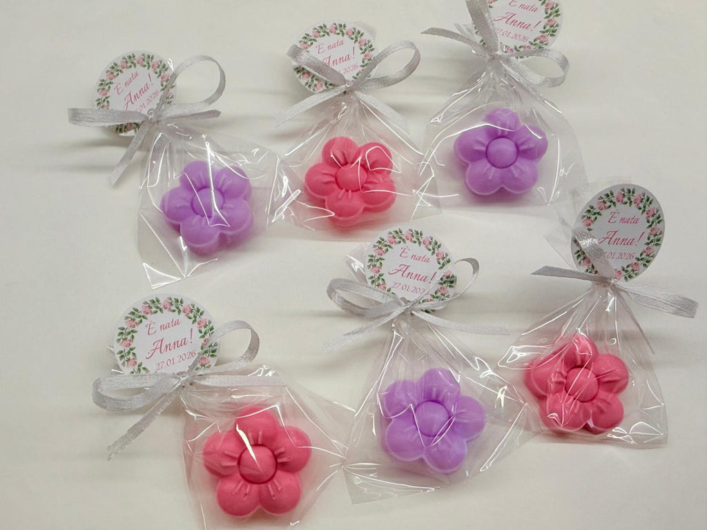 MINI "FLOWER" SOAP Personalized, with transparent bag and personalized tag