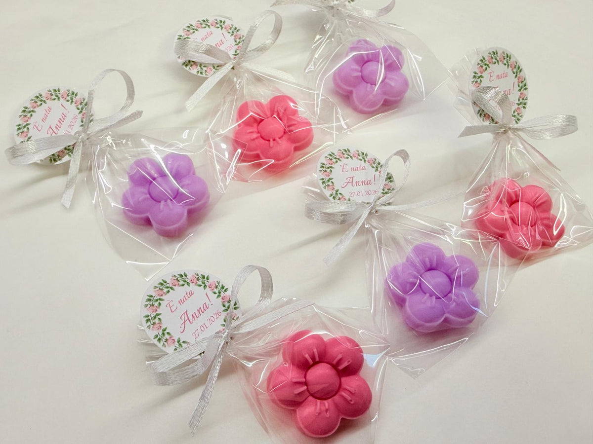 MINI "FLOWER" SOAP Personalized, with transparent bag and personalized tag