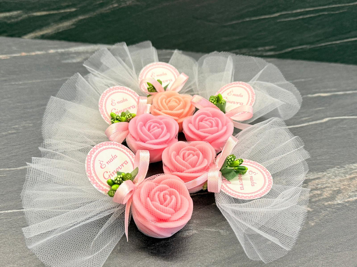 "ROSE" SOAP with Tulle and Personalized Tag