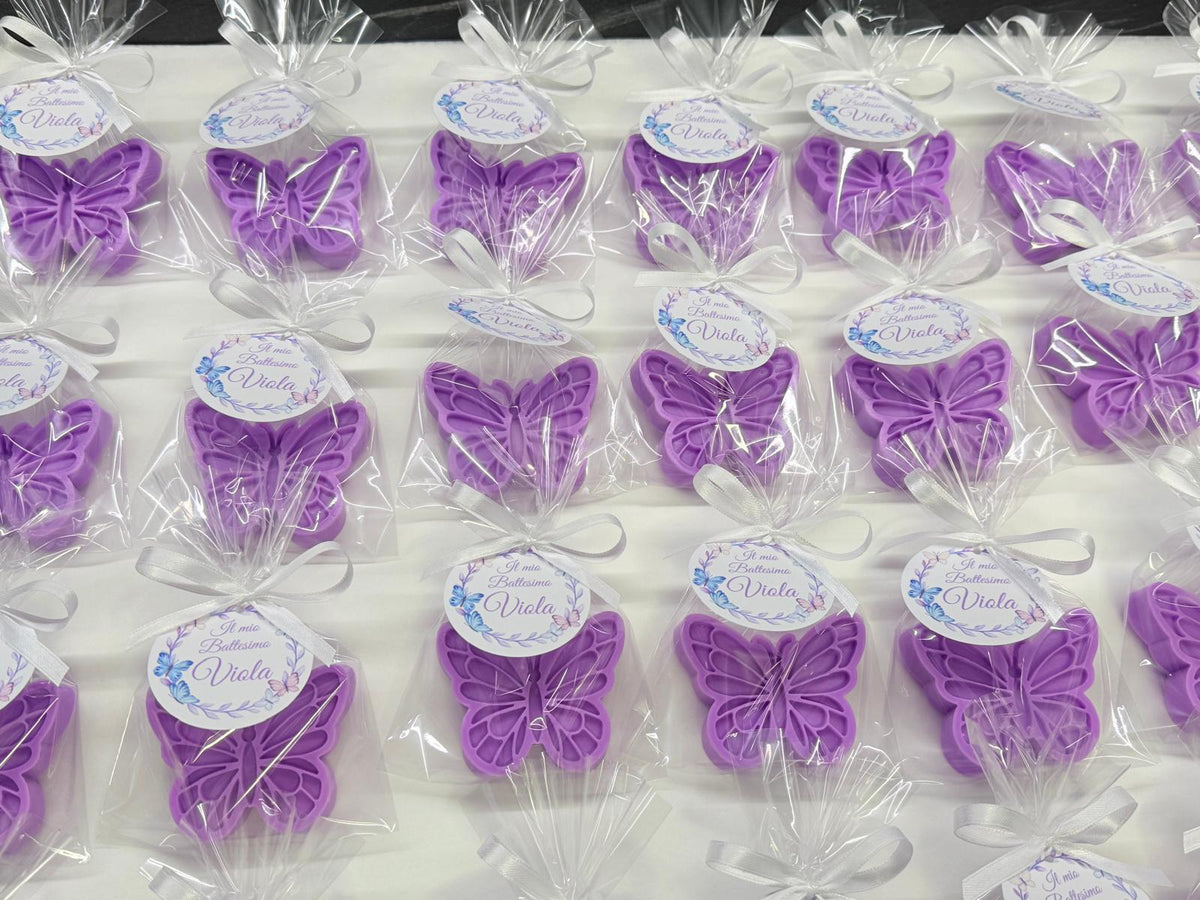 CUSTOM BUTTERFLY SOAP with transparent bag /wedding favors/confirmation/communion/graduation/birthday/christening/birth