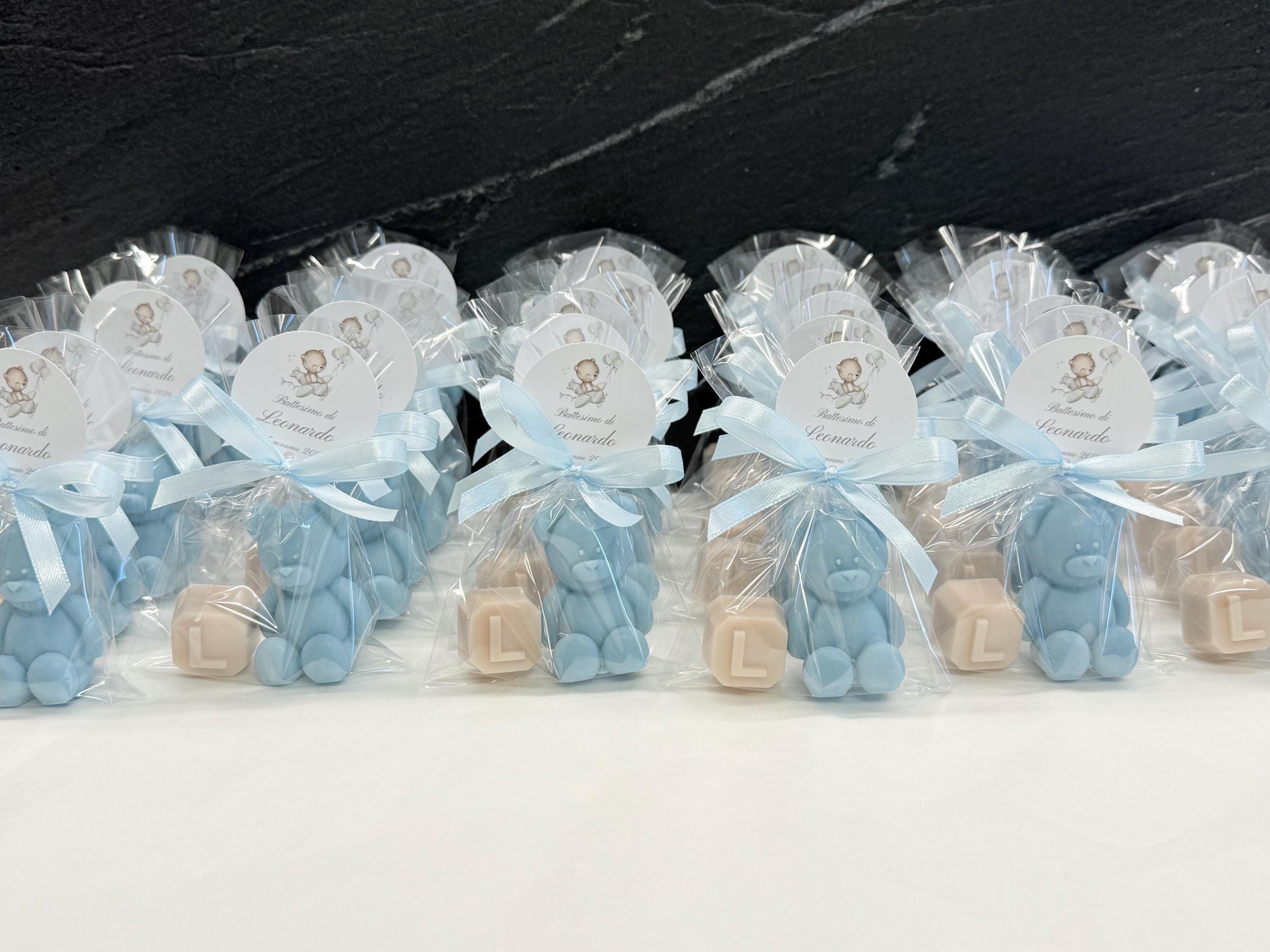 SAVON « OURSON + LETTRE » avec sachet transparent et étiquette personnalisée