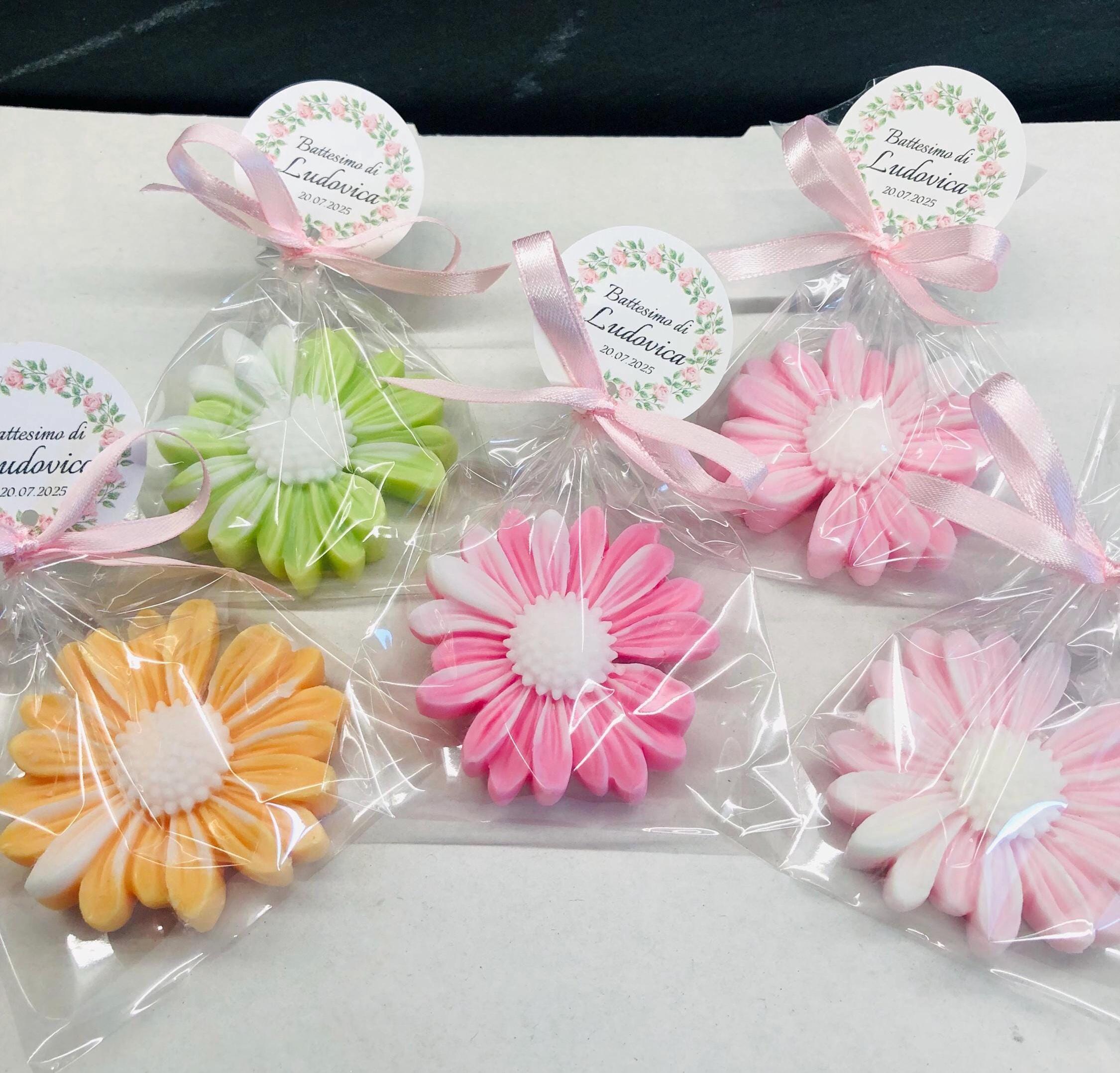SAVON MARGHERITA PERSONNALISÉ avec sachet transparent /dragées mariage/confirmation/communion/diplôme/anniversaire/baptême/naissance
