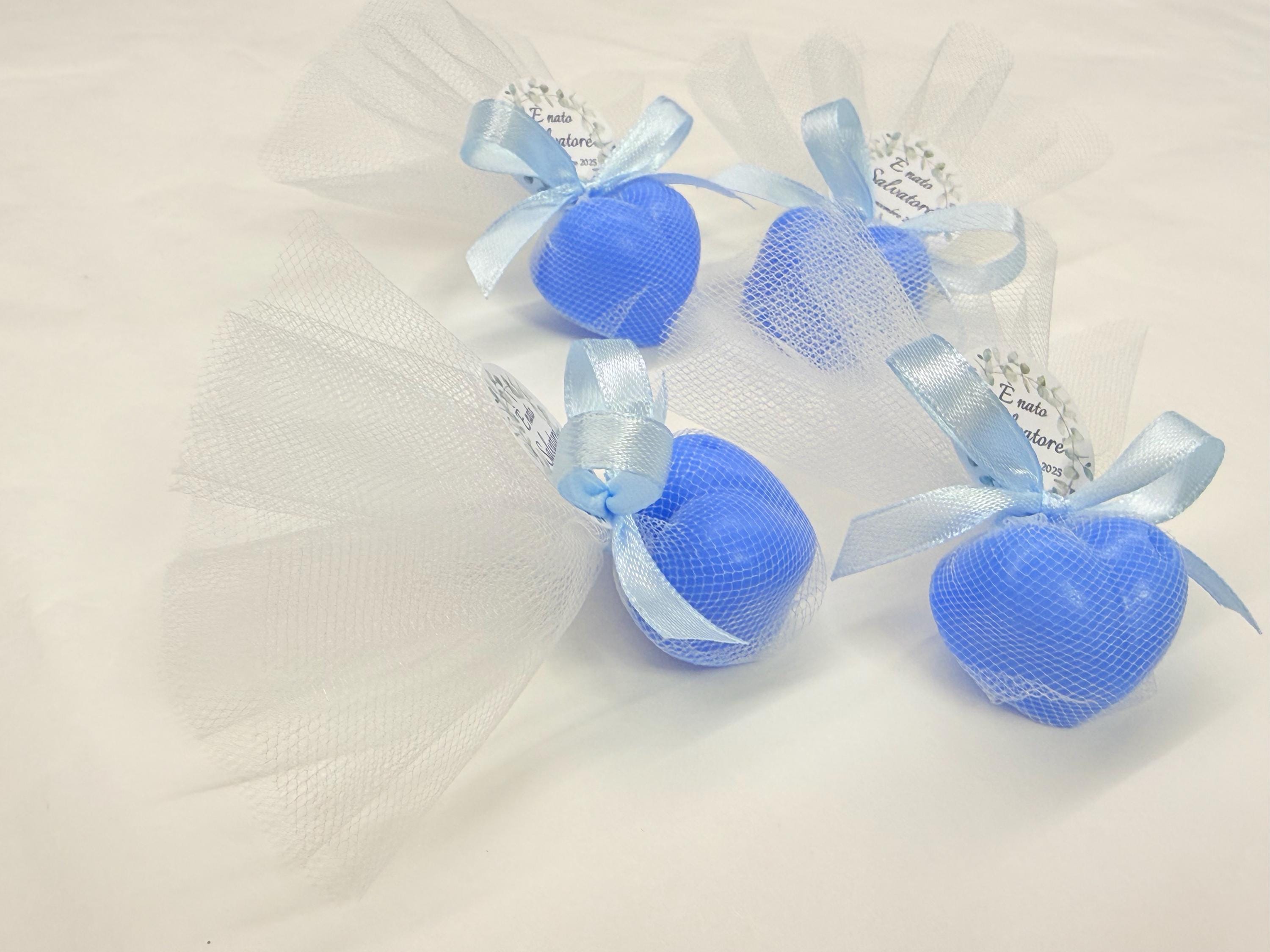 Heart-shaped SOAP with tulle and personalized tag/place card/communion/confirmation/birth/wedding/graduation