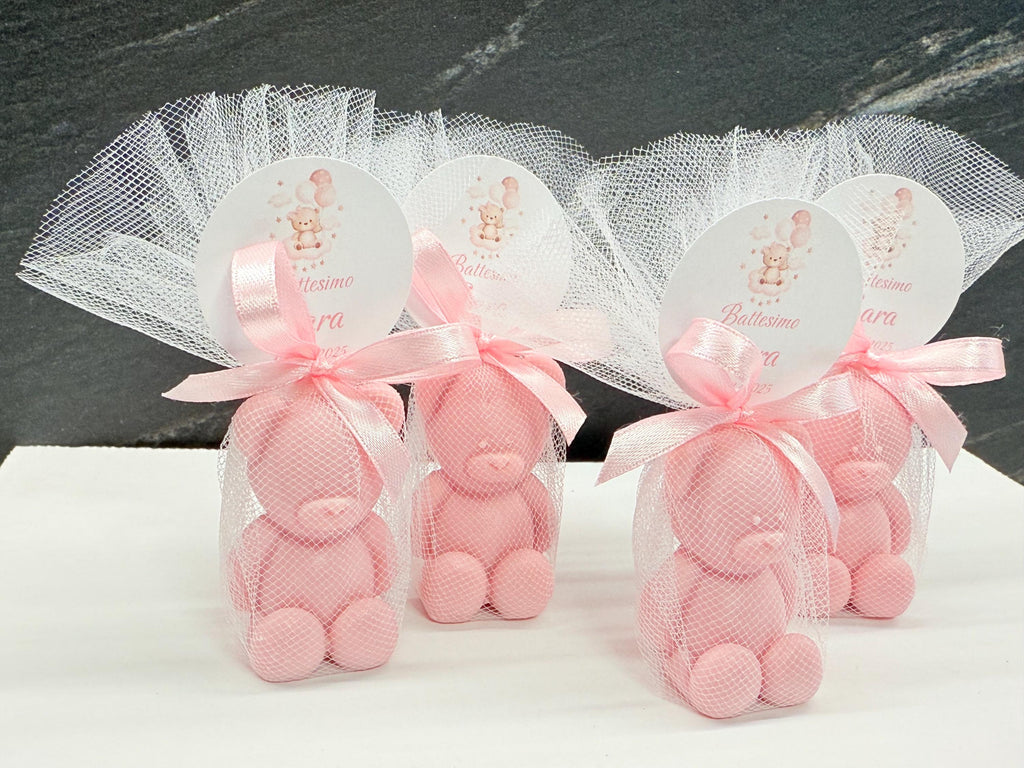 "BEAR" SOAP with tulle and personalized tag